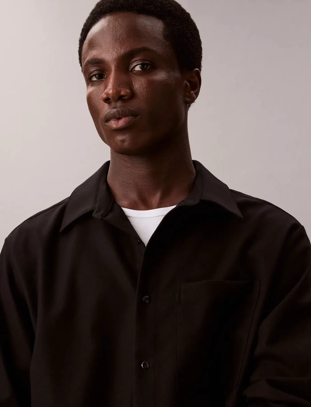 Calvin Klein - LS SOLID SILK WOOL EASY SHIRT - shop by occasion - black - 2