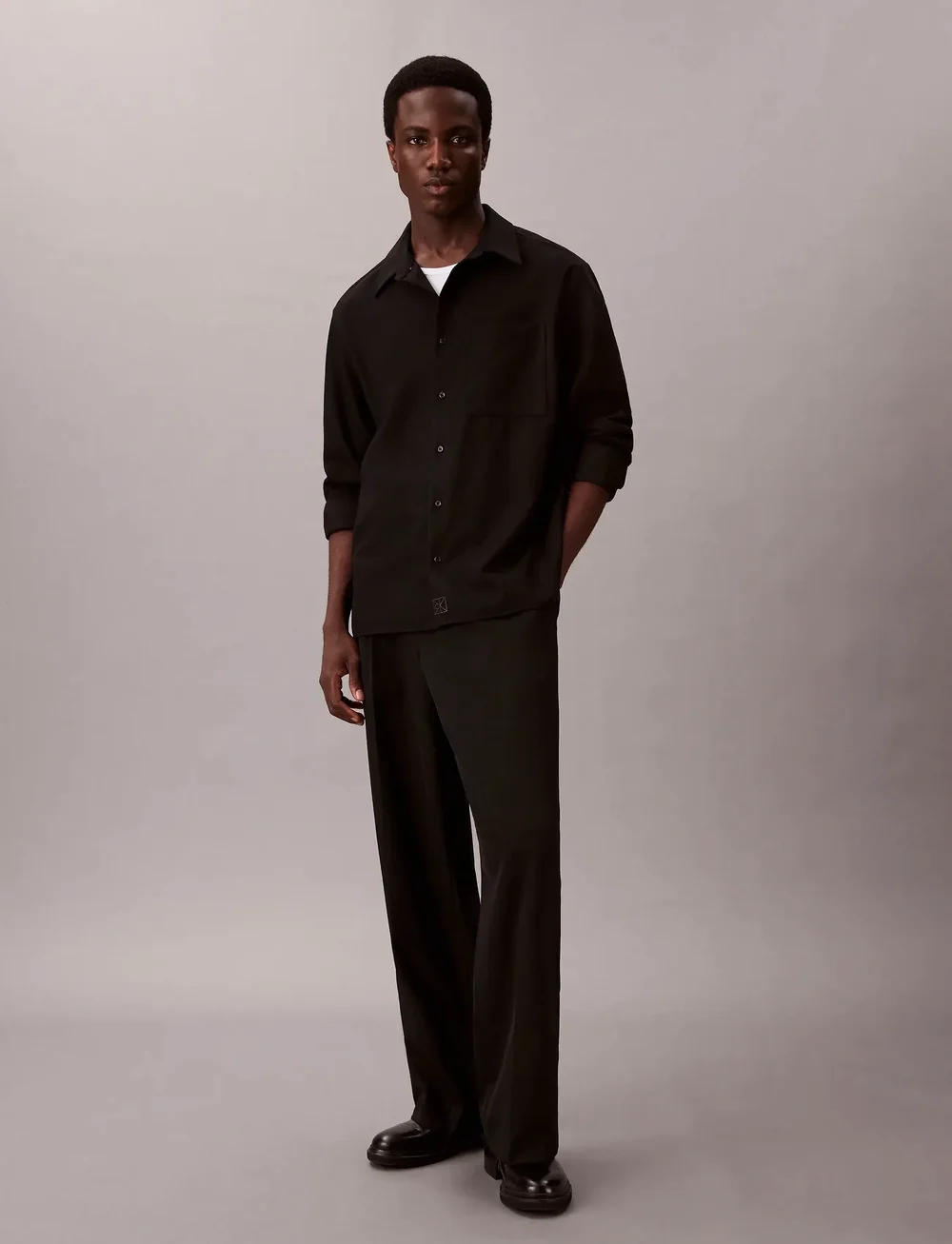 Calvin Klein - LS SOLID SILK WOOL EASY SHIRT - shop by occasion - black - 3