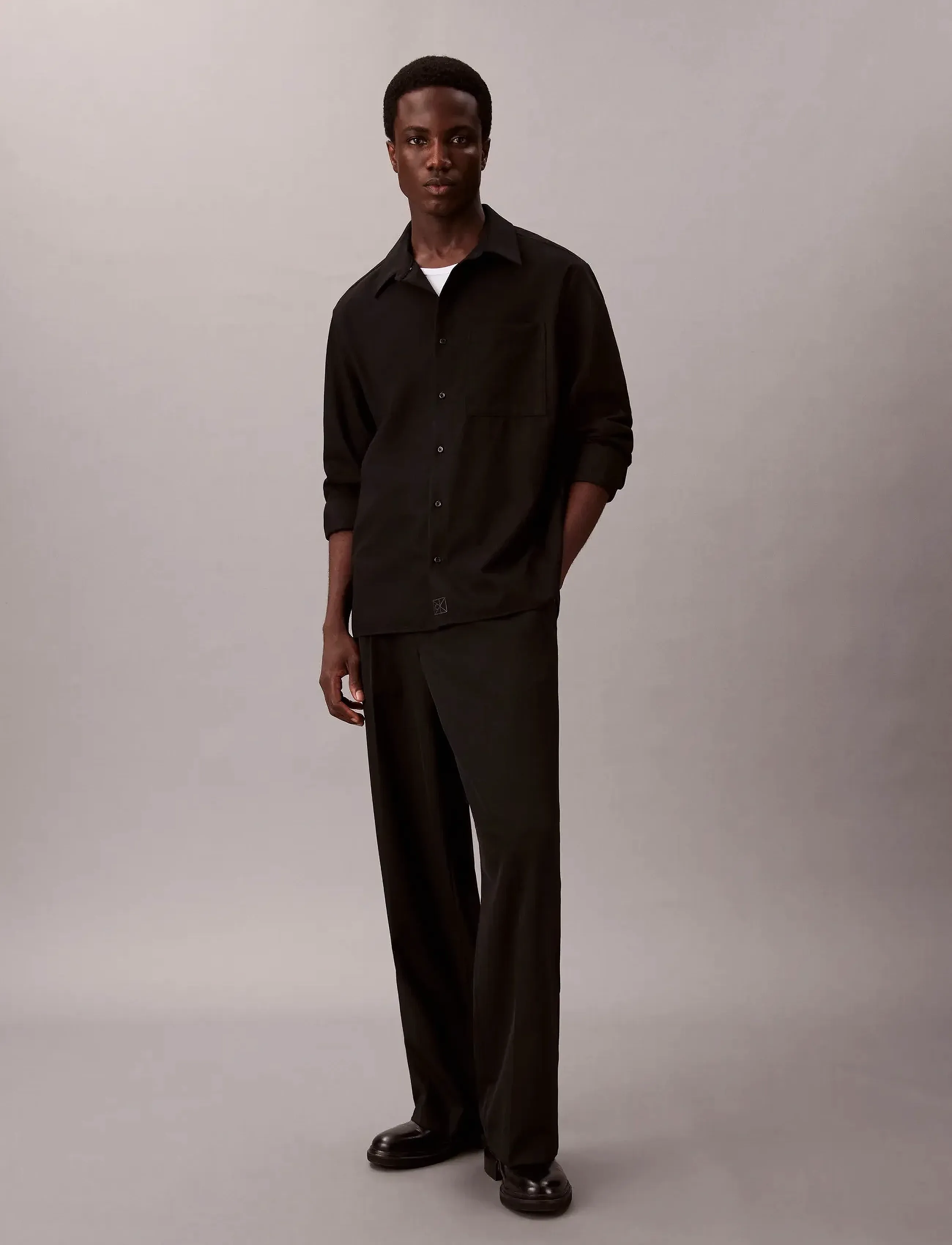 Calvin Klein - LS SOLID SILK WOOL EASY SHIRT - nach anlass kaufen - black - 3