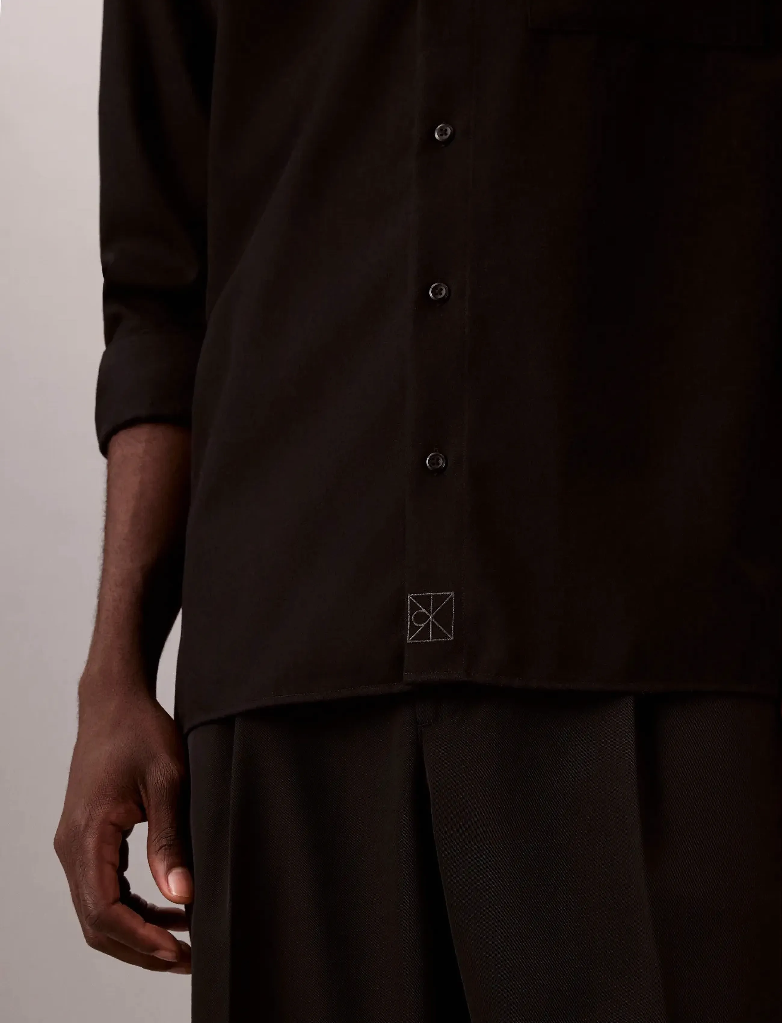 Calvin Klein Ls Solid Silk Wool Easy Shirt overshirts herr – bild 6