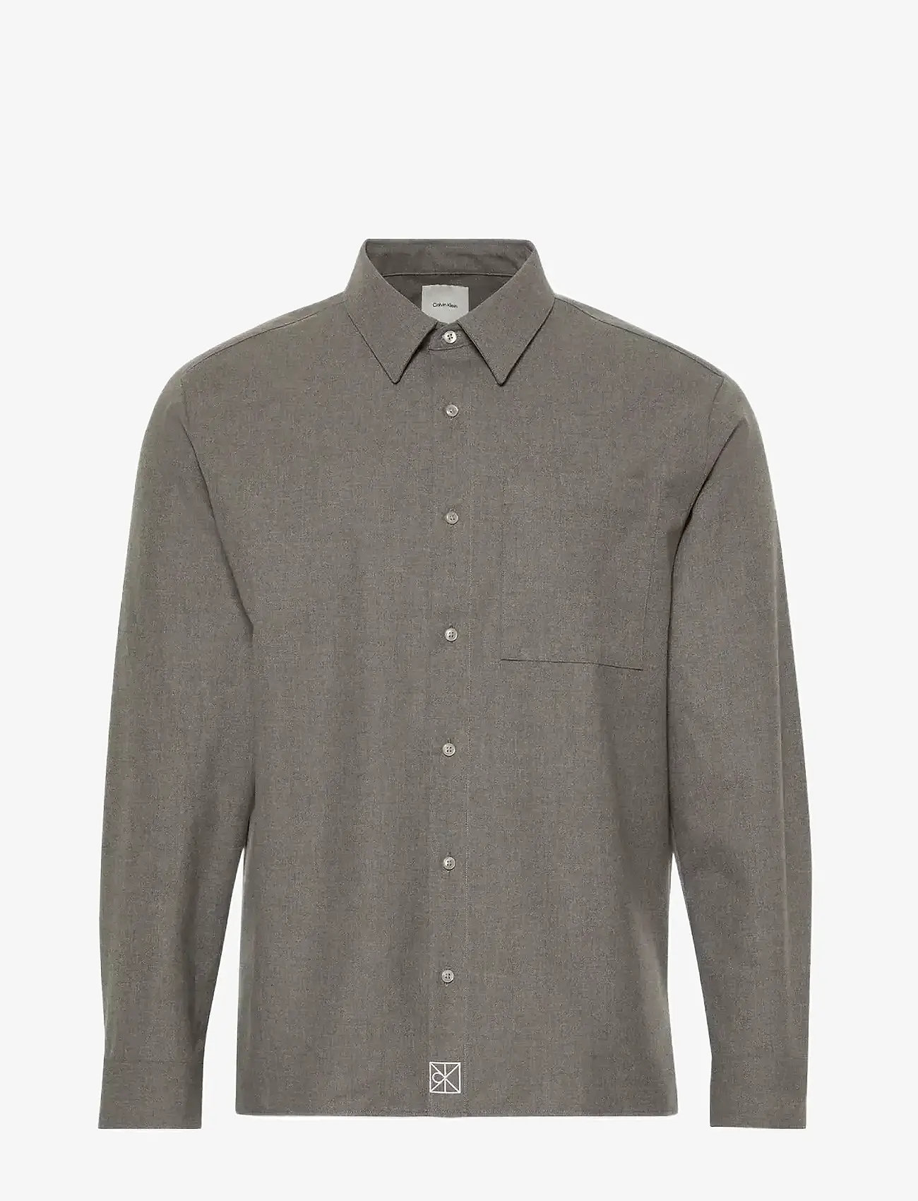 Calvin Klein - LS SOLID SILK WOOL EASY SHIRT - sügisesed riided - marble gray - 1