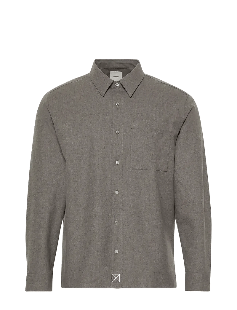 Calvin Klein - LS SOLID SILK WOOL EASY SHIRT - shop efter anledning - marble gray - 1