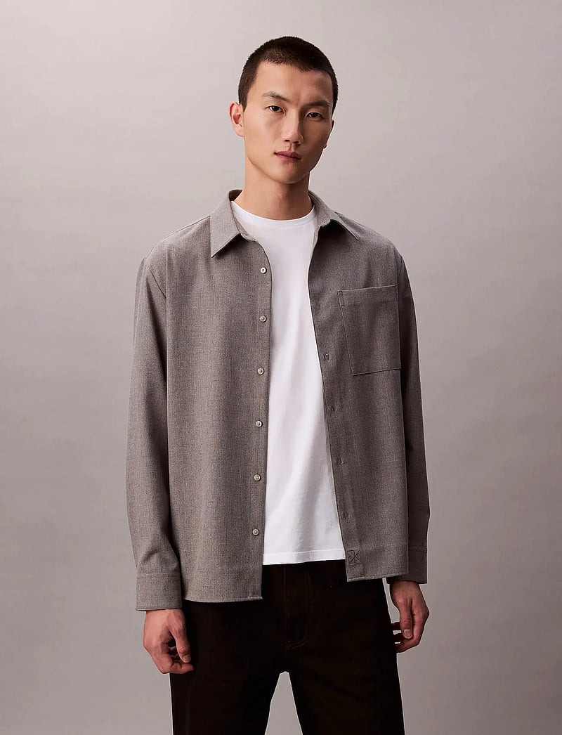 Calvin Klein - LS SOLID SILK WOOL EASY SHIRT - shop efter anledning - marble gray - 0