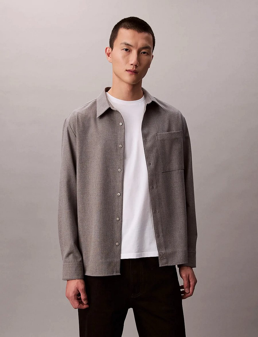 Calvin Klein - LS SOLID SILK WOOL EASY SHIRT - nach anlass kaufen - marble gray - 0