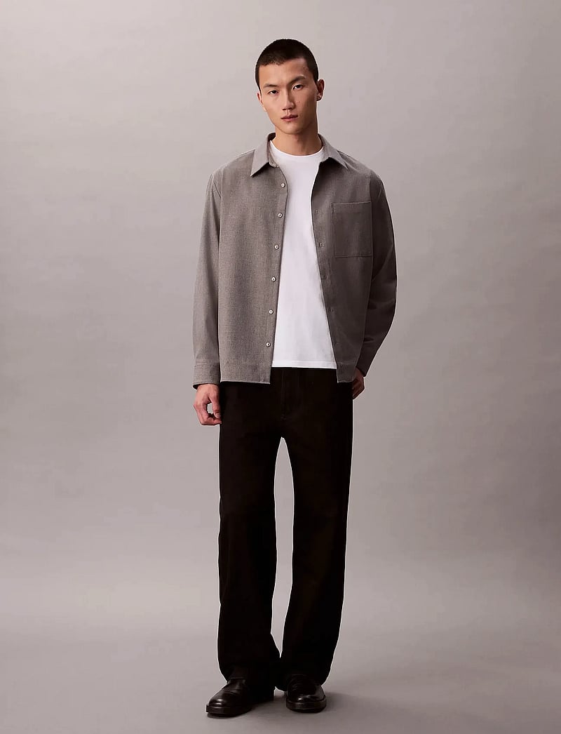 Calvin Klein - LS SOLID SILK WOOL EASY SHIRT - shop efter anledning - marble gray - 3