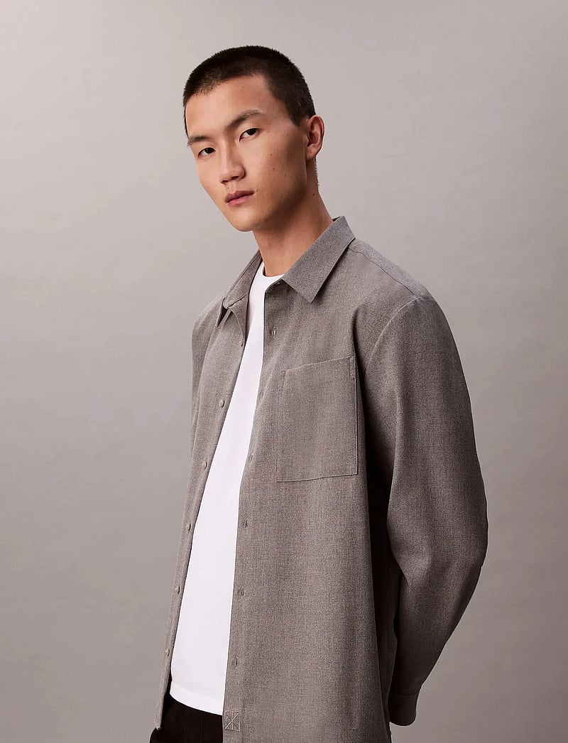 Calvin Klein - LS SOLID SILK WOOL EASY SHIRT - shop efter anledning - marble gray - 5