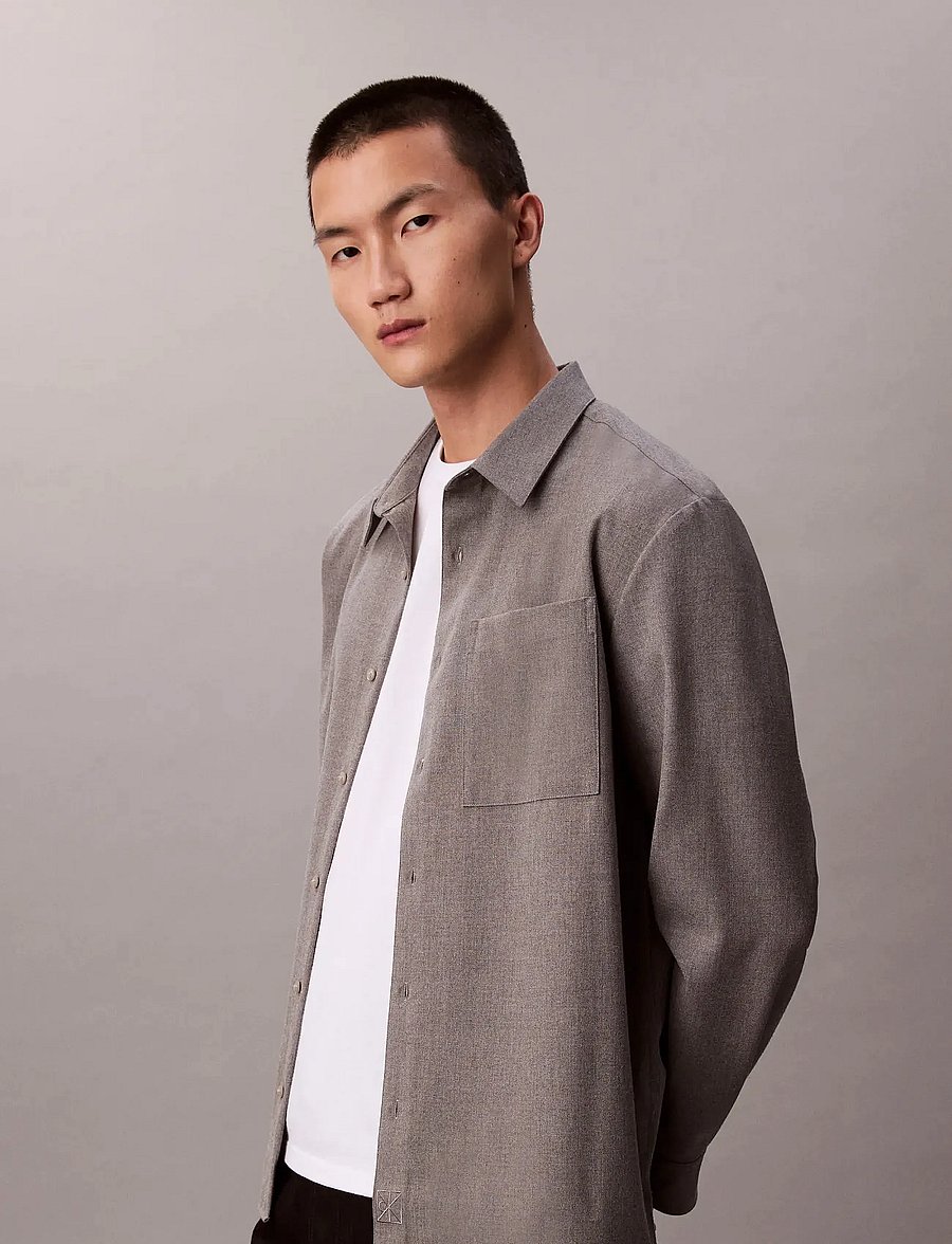 Calvin Klein - LS SOLID SILK WOOL EASY SHIRT - nach anlass kaufen - marble gray - 5