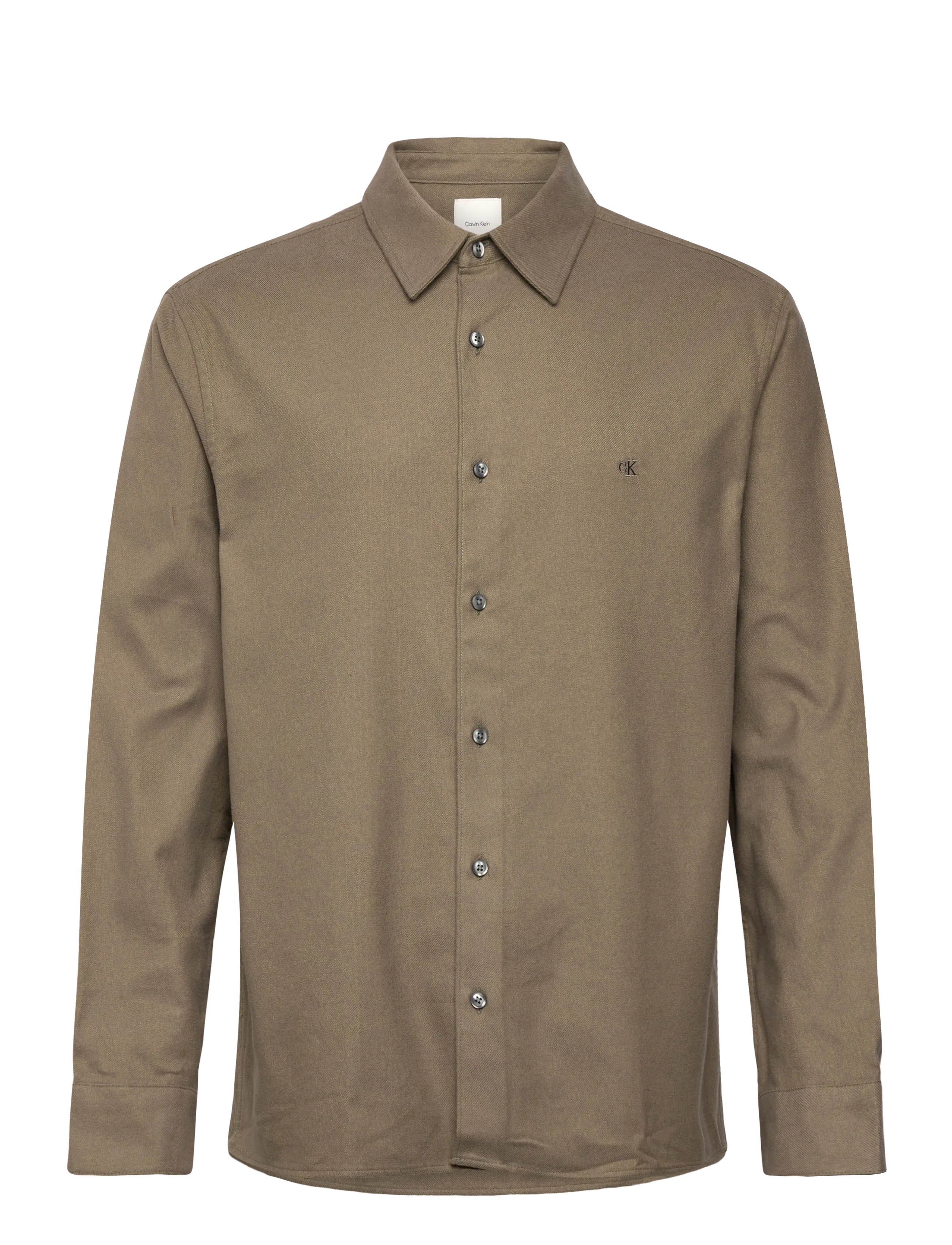 Calvin Klein LS MELANGE FLANNEL EASY SHIRT - Calvin Klein - BELUGA / khaki/green