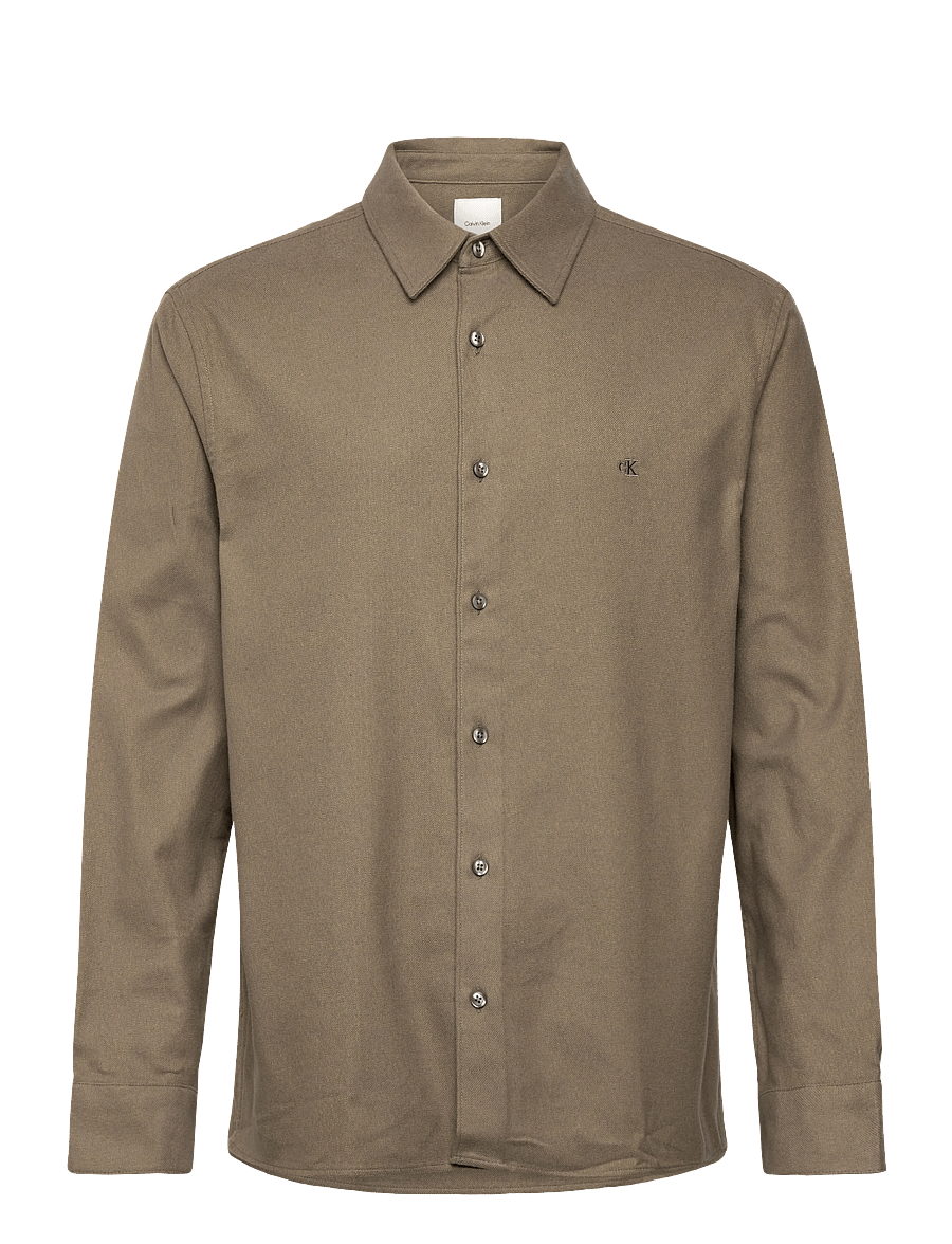 Calvin Klein - LS MELANGE FLANNEL EASY SHIRT - flannel shirts - beluga - 1