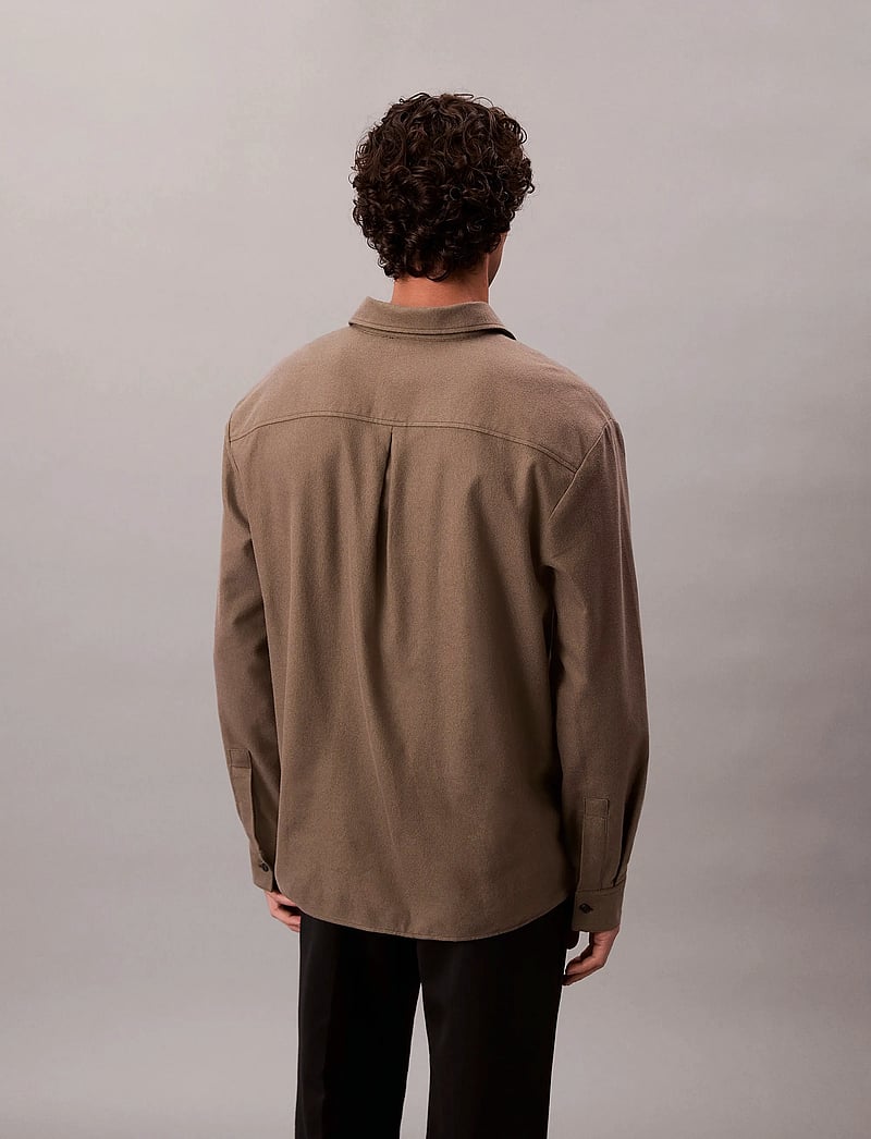 Calvin Klein - LS MELANGE FLANNEL EASY SHIRT - flanellskjortor - beluga - 5