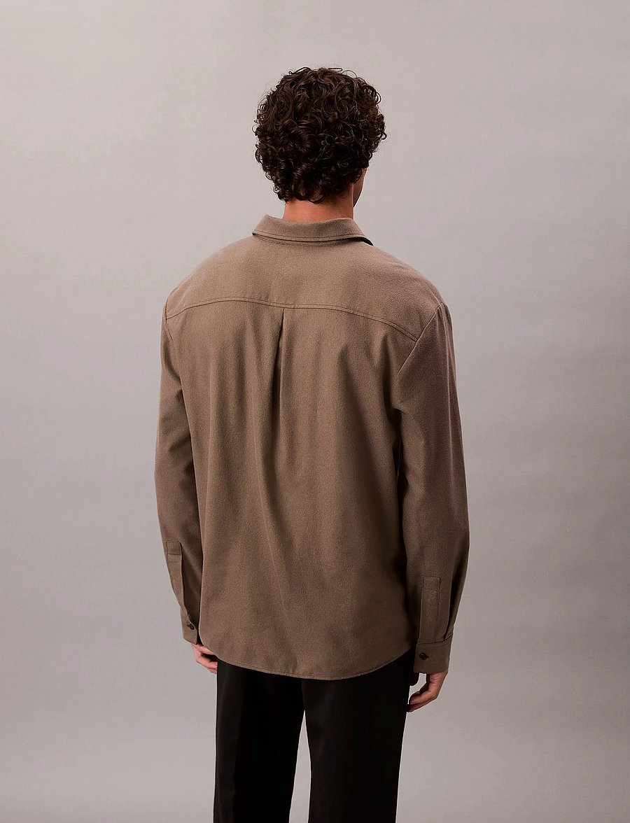 Calvin Klein - LS MELANGE FLANNEL EASY SHIRT - flannel shirts - beluga - 5