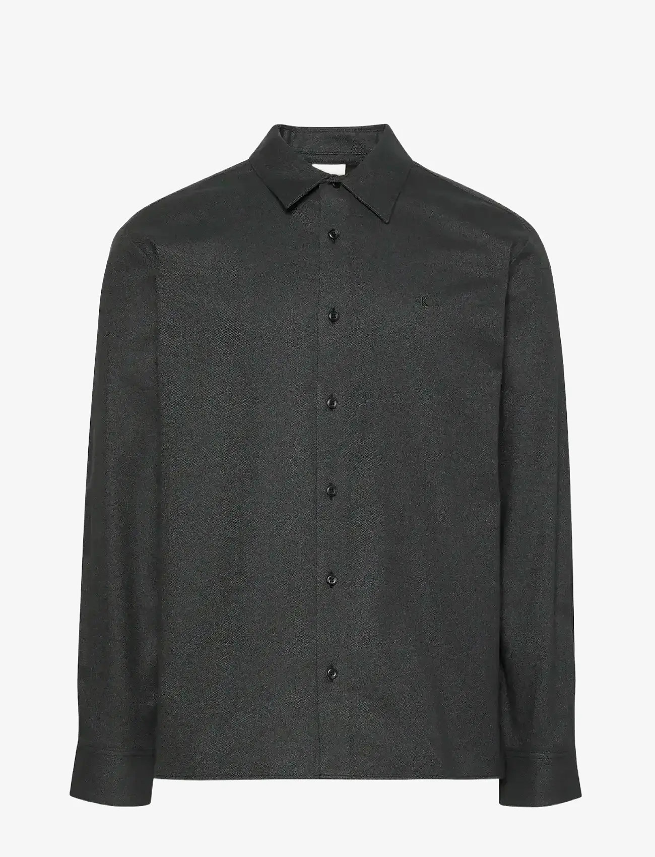 Calvin Klein - LS MELANGE FLANNEL EASY SHIRT - flanellskjortor - black - 1
