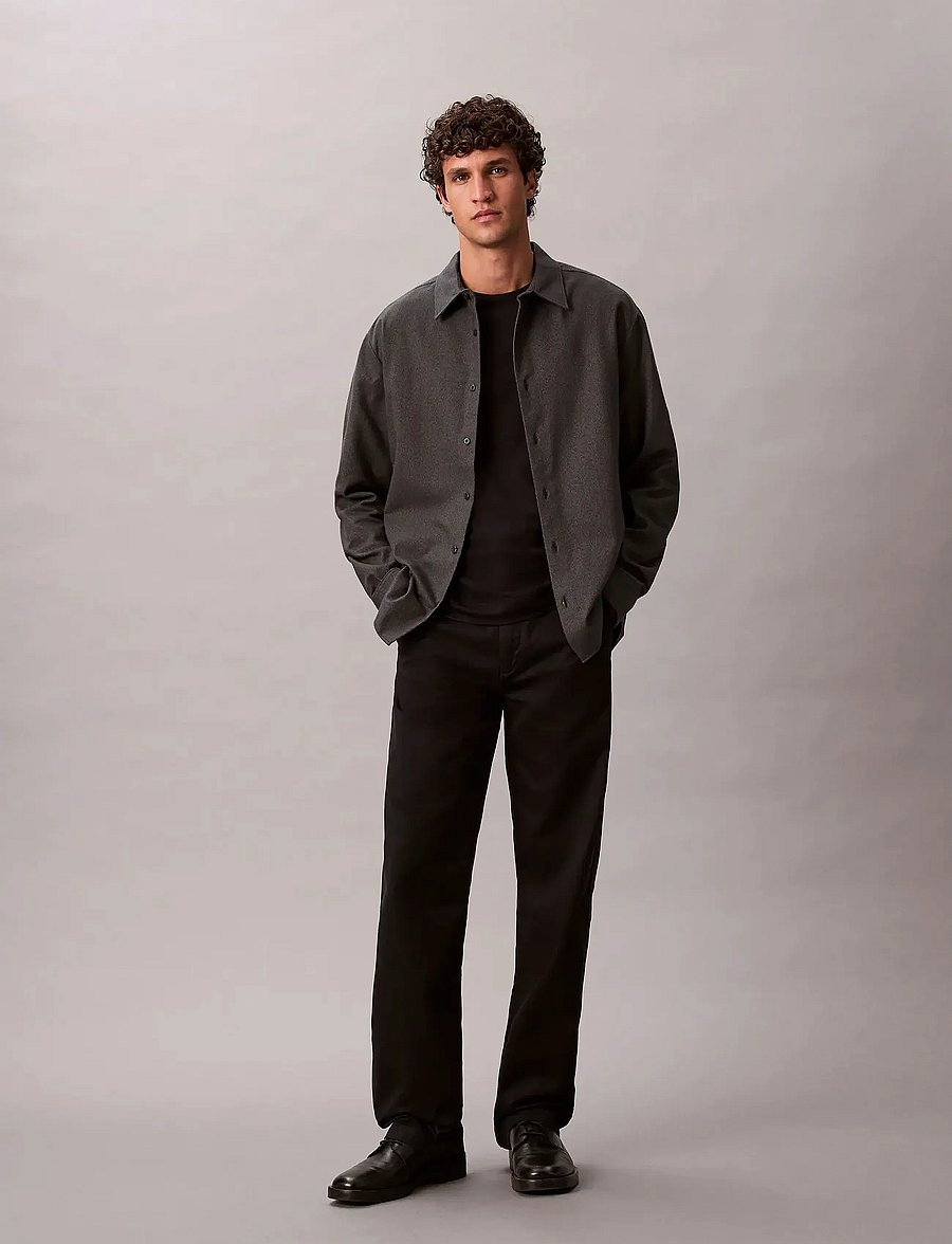 Calvin Klein - LS MELANGE FLANNEL EASY SHIRT - flanellsärgid - black - 0