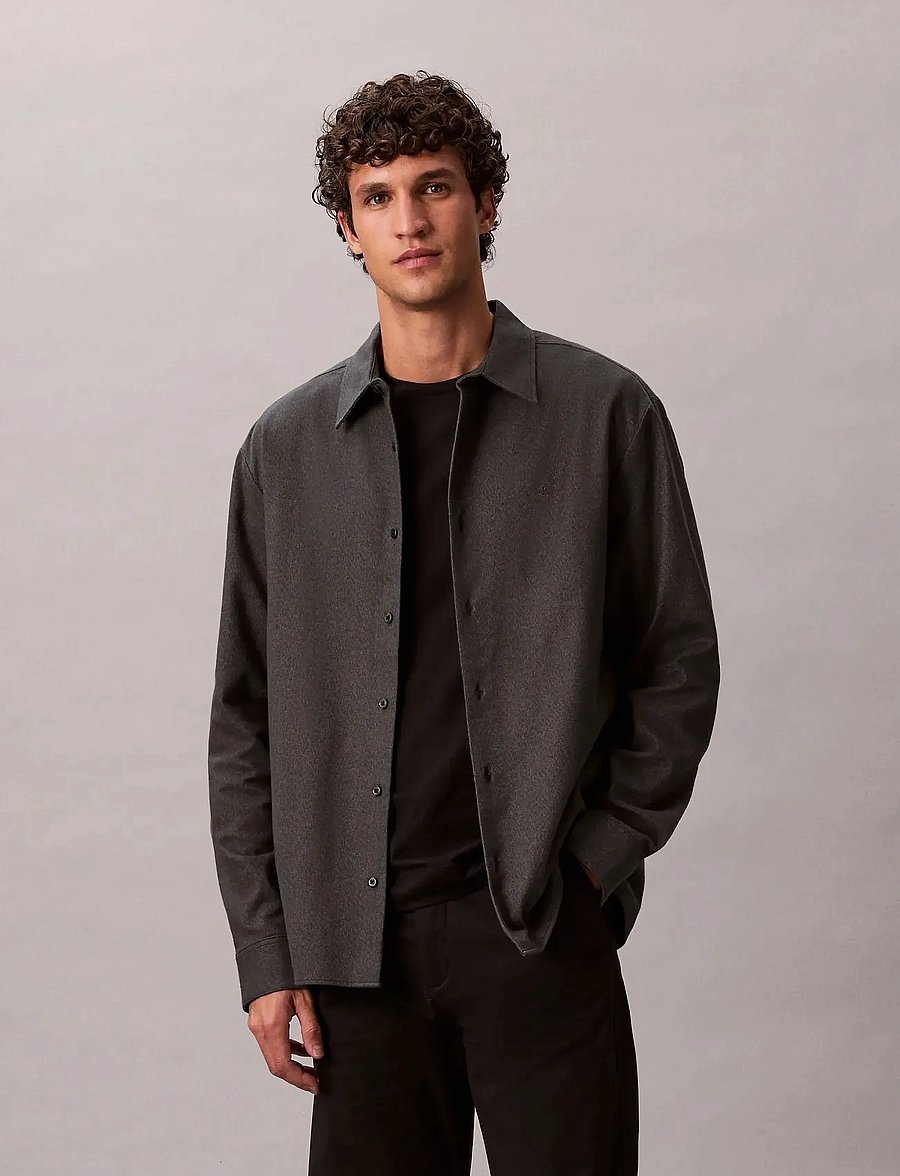 Calvin Klein - LS MELANGE FLANNEL EASY SHIRT - flanellsärgid - black - 2