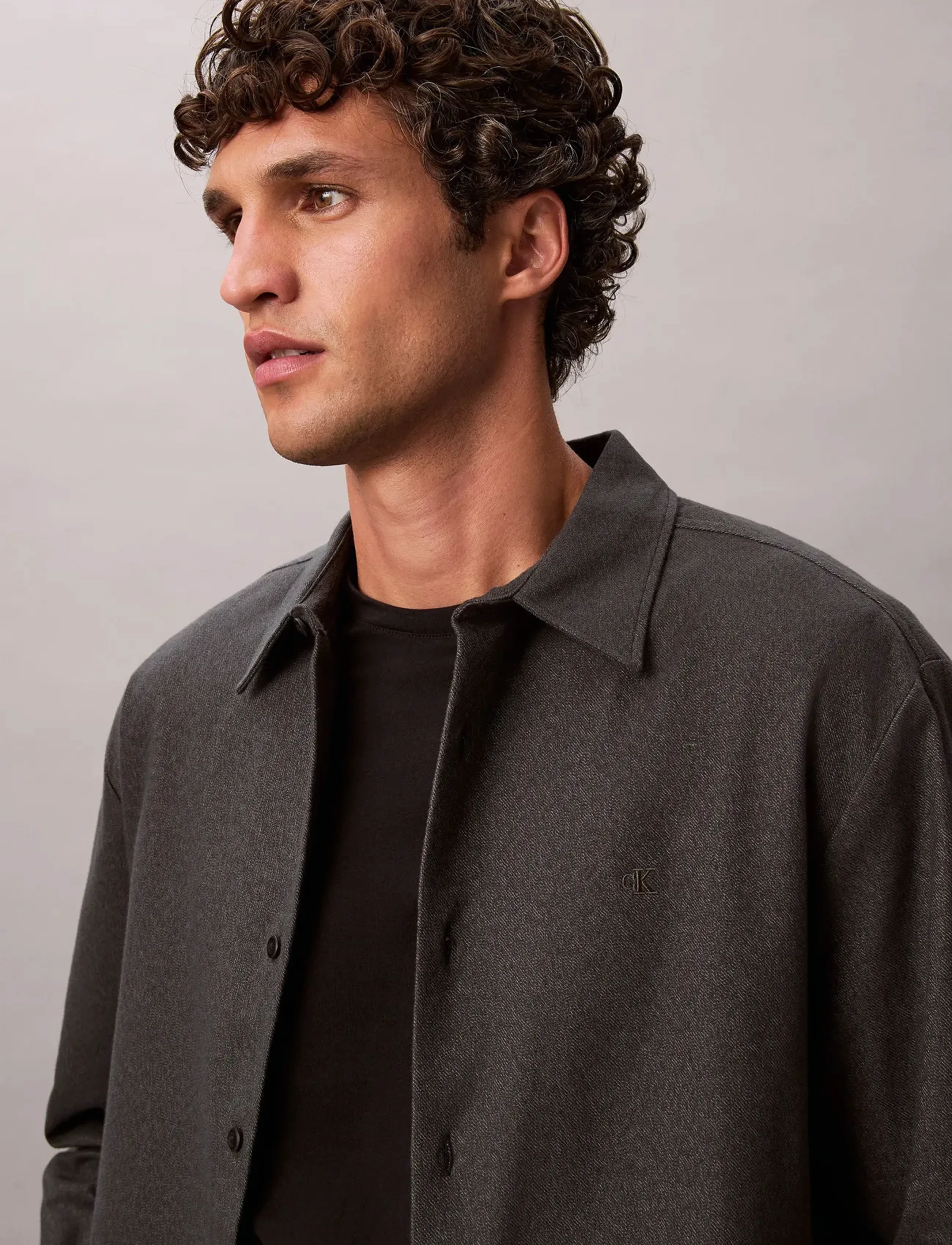 Calvin Klein - LS MELANGE FLANNEL EASY SHIRT - flanell-hemden - black - 3