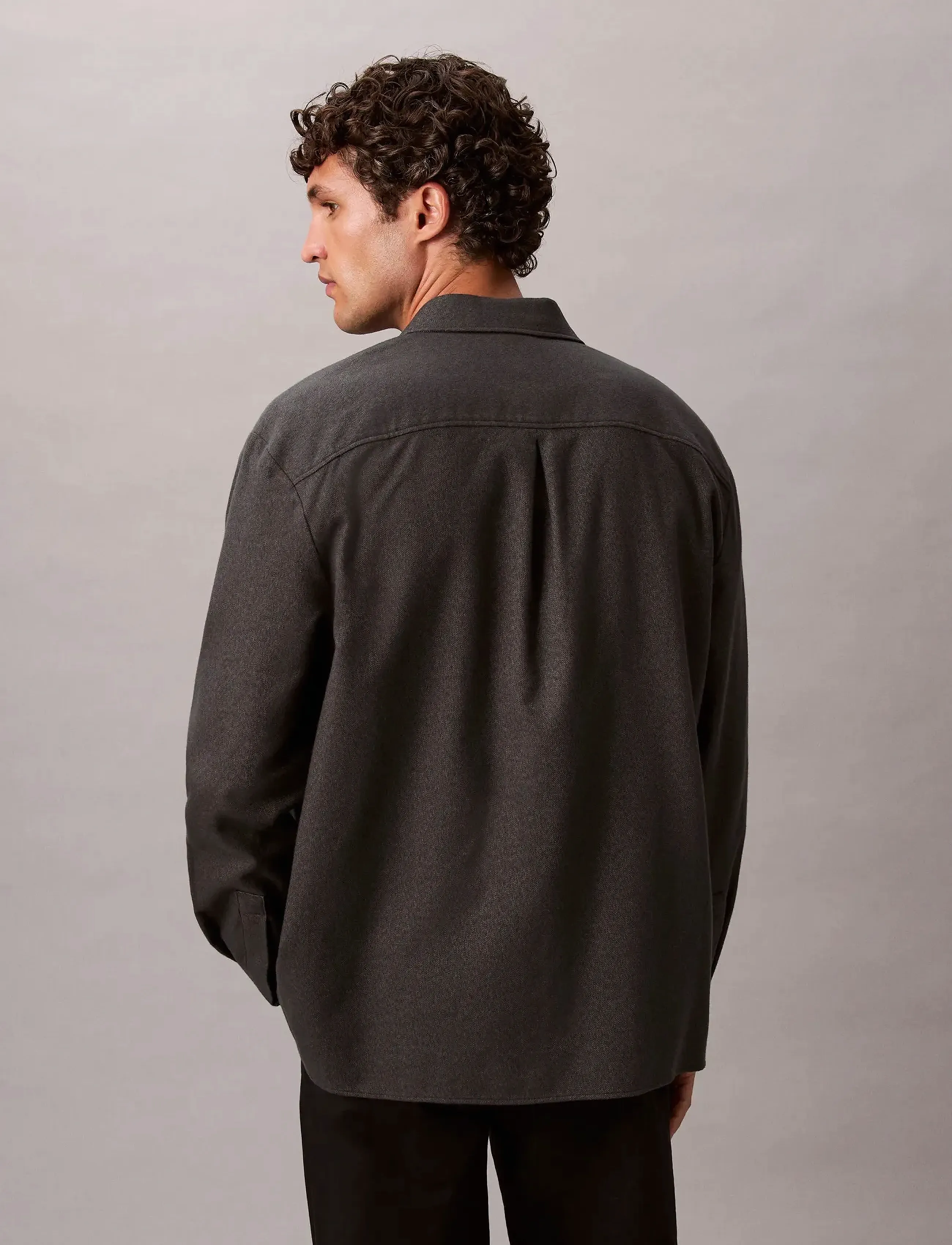 Calvin Klein - LS MELANGE FLANNEL EASY SHIRT - flanell-hemden - black - 4