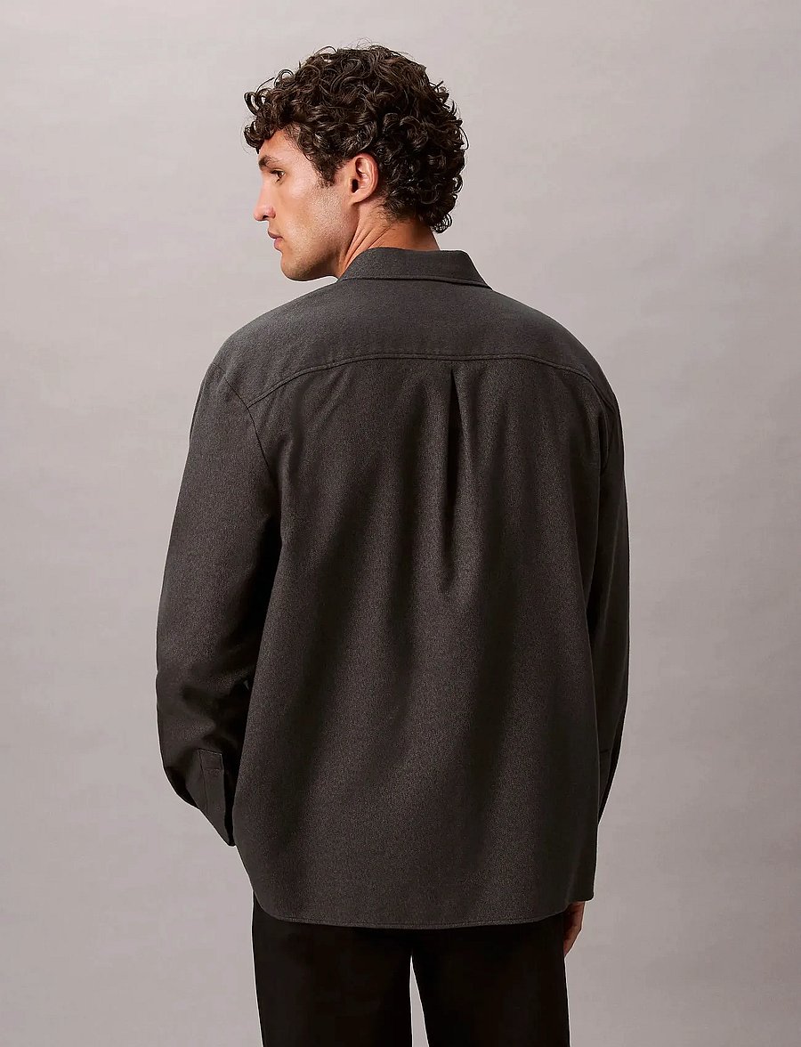 Calvin Klein - LS MELANGE FLANNEL EASY SHIRT - flanellsärgid - black - 4
