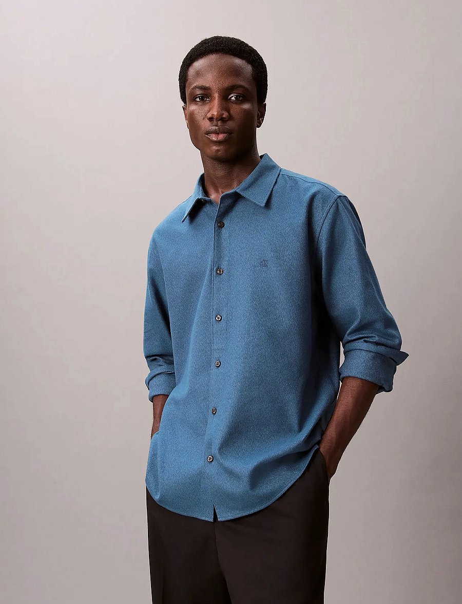 Calvin Klein - LS MELANGE FLANNEL EASY SHIRT - flanell-hemden - wild wind - 0
