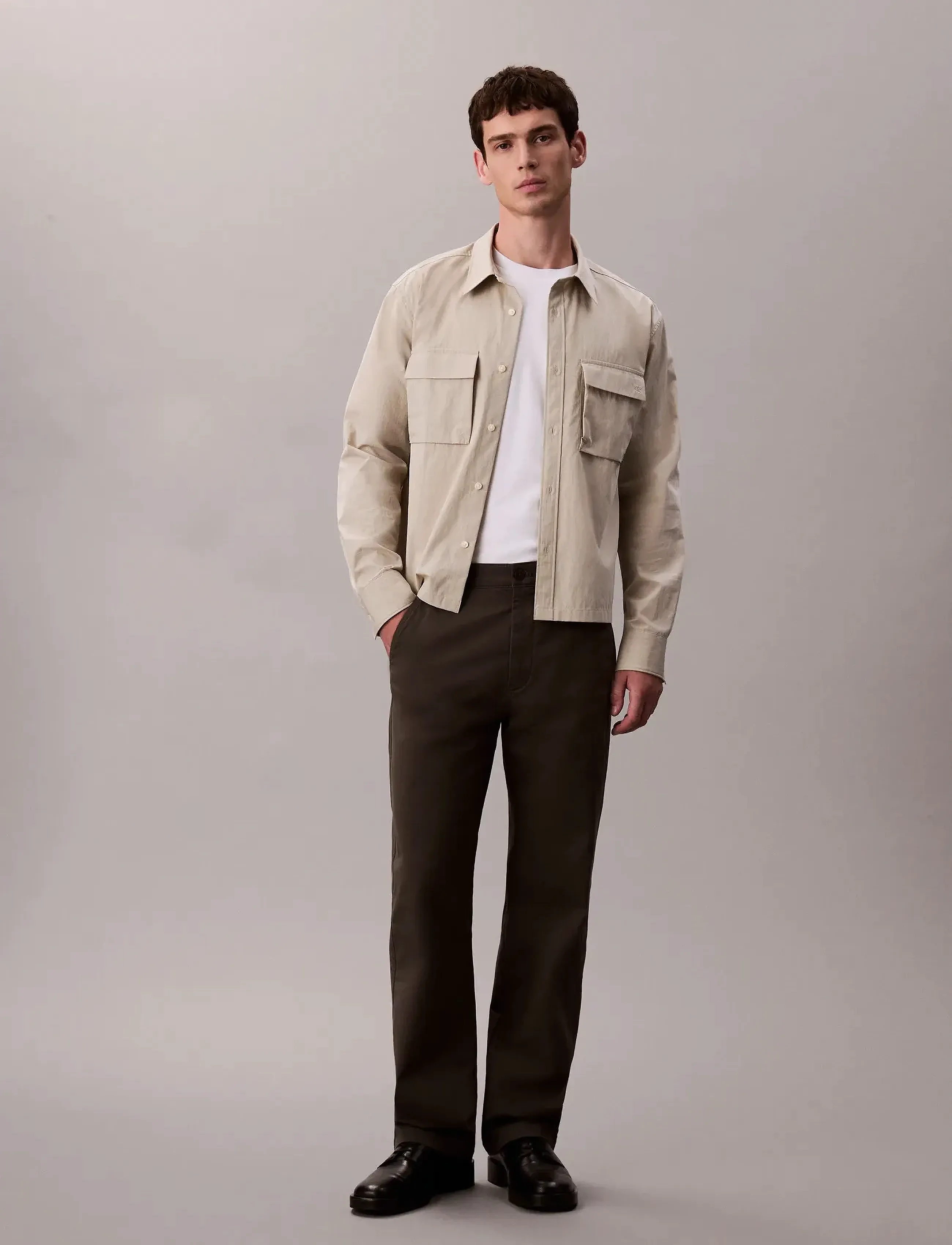 Calvin Klein - LS COTTON NYLON EASY CROPPED SHI - shop etter anledning - island fossil - 3