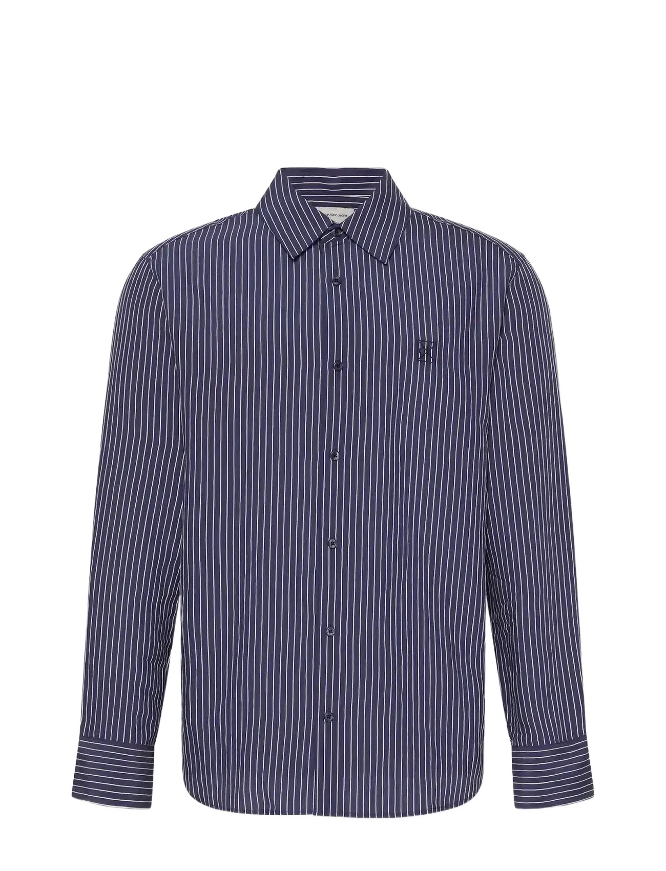 CALVIN KLEIN Ls Thin Gestreift Viscose Easy Shi Schwarz - S - Herren