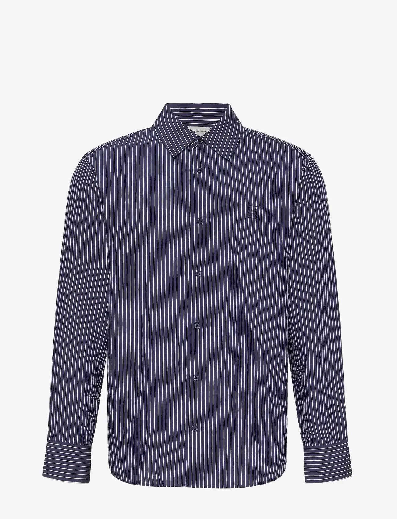 Calvin Klein - LS THIN STRIPED VISCOSE EASY SHI - röndóttar skyrtur - dark sapphire - 1