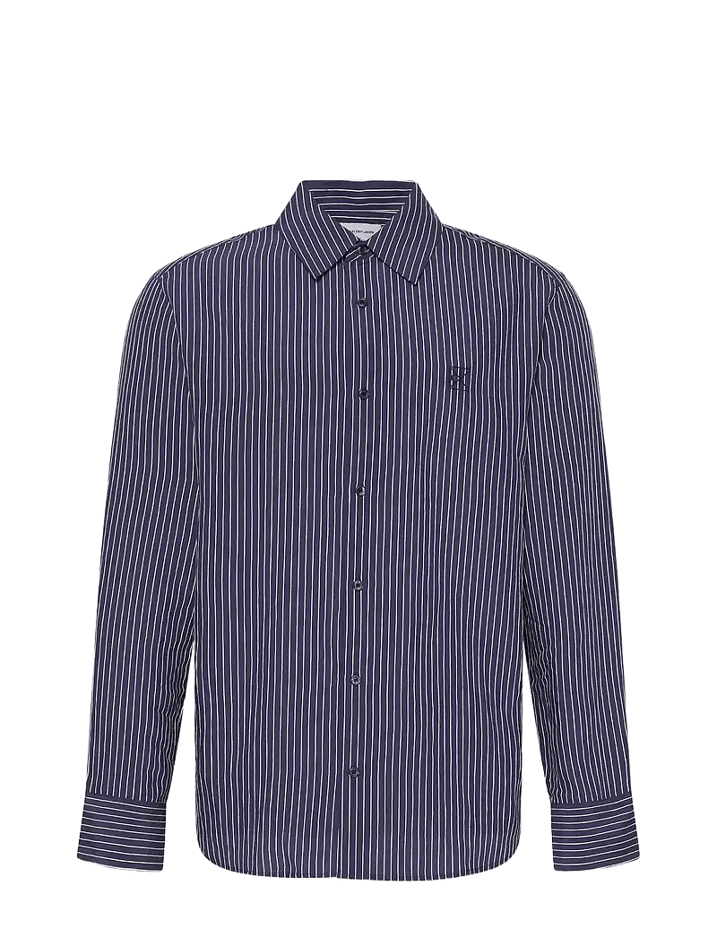 Calvin Klein - LS THIN STRIPED VISCOSE EASY SHI - röndóttar skyrtur - dark sapphire - 1