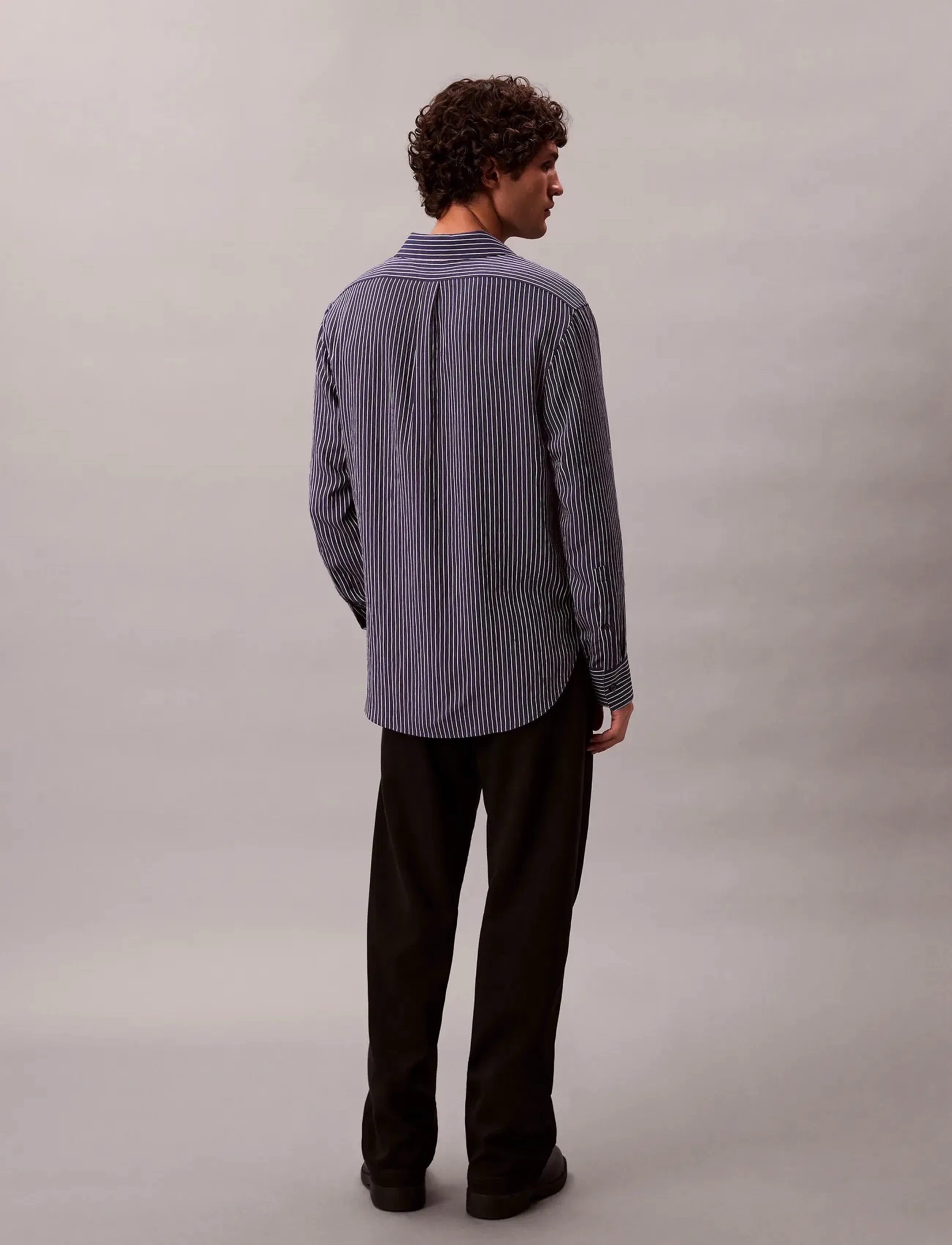 Calvin Klein - LS THIN STRIPED VISCOSE EASY SHI - gestreifte hemden - dark sapphire - 4