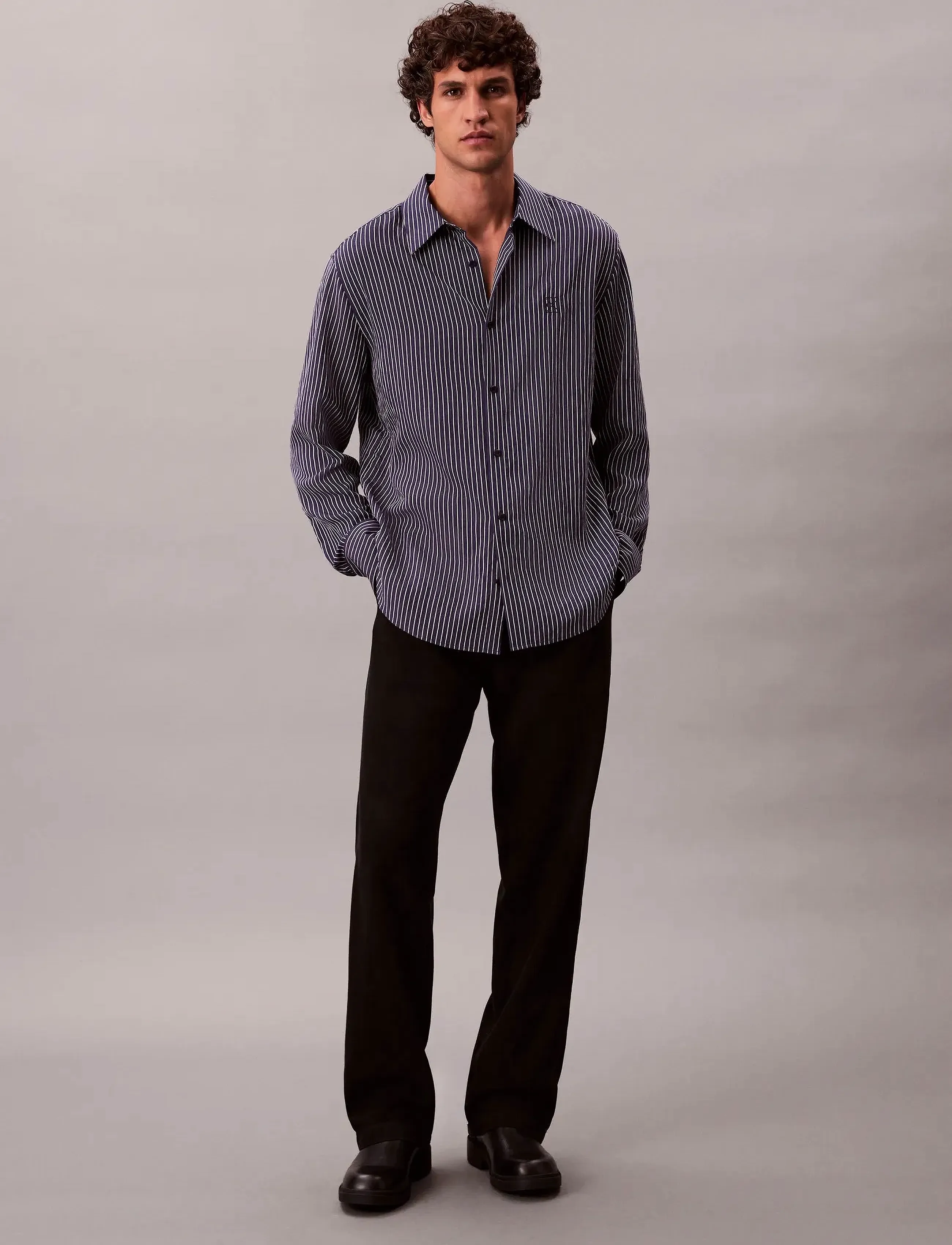 Calvin Klein - LS THIN STRIPED VISCOSE EASY SHI - gestreifte hemden - dark sapphire - 5