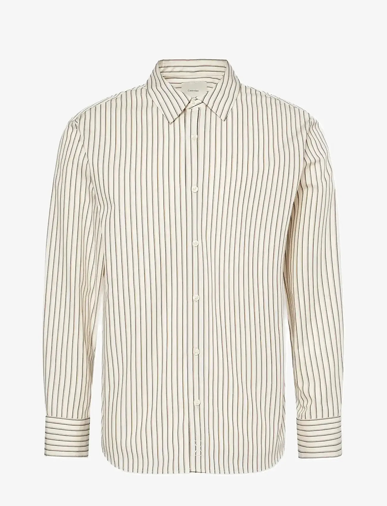 Calvin Klein - LS THIN DBL STRIPE COTTON EASY S - raidalliset kauluspaidat - tofu - 1