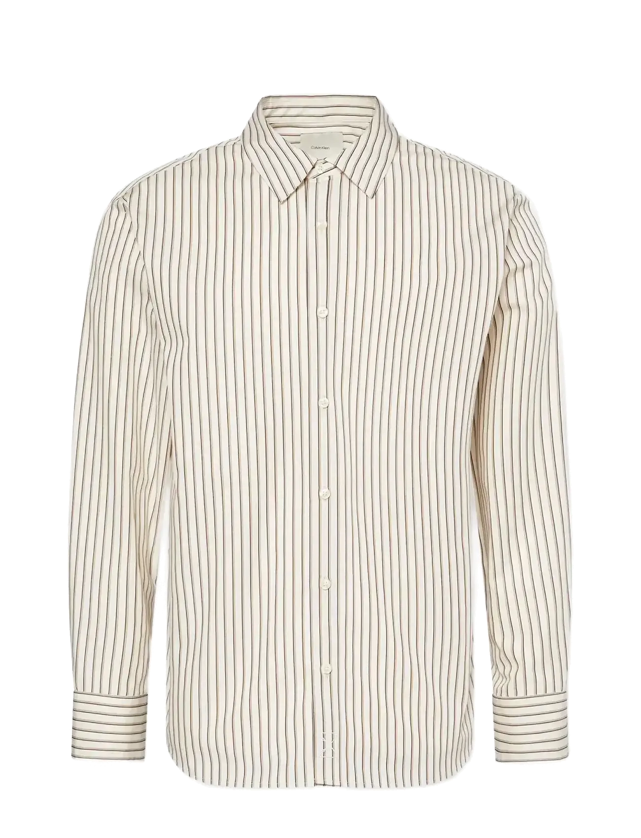 Calvin Klein LS THIN DBL STRIPE COTTON EASY S - Skjorter - TOFU / cream