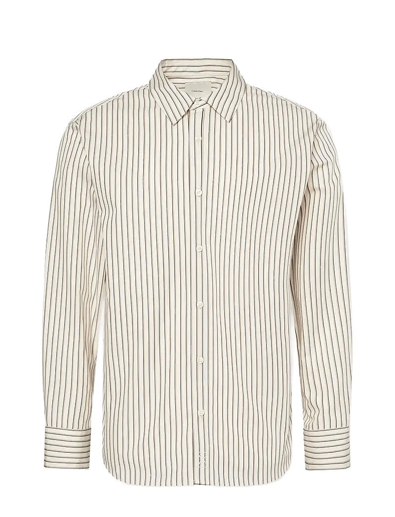 Calvin Klein - LS THIN DBL STRIPE COTTON EASY S - raidalliset kauluspaidat - tofu - 1