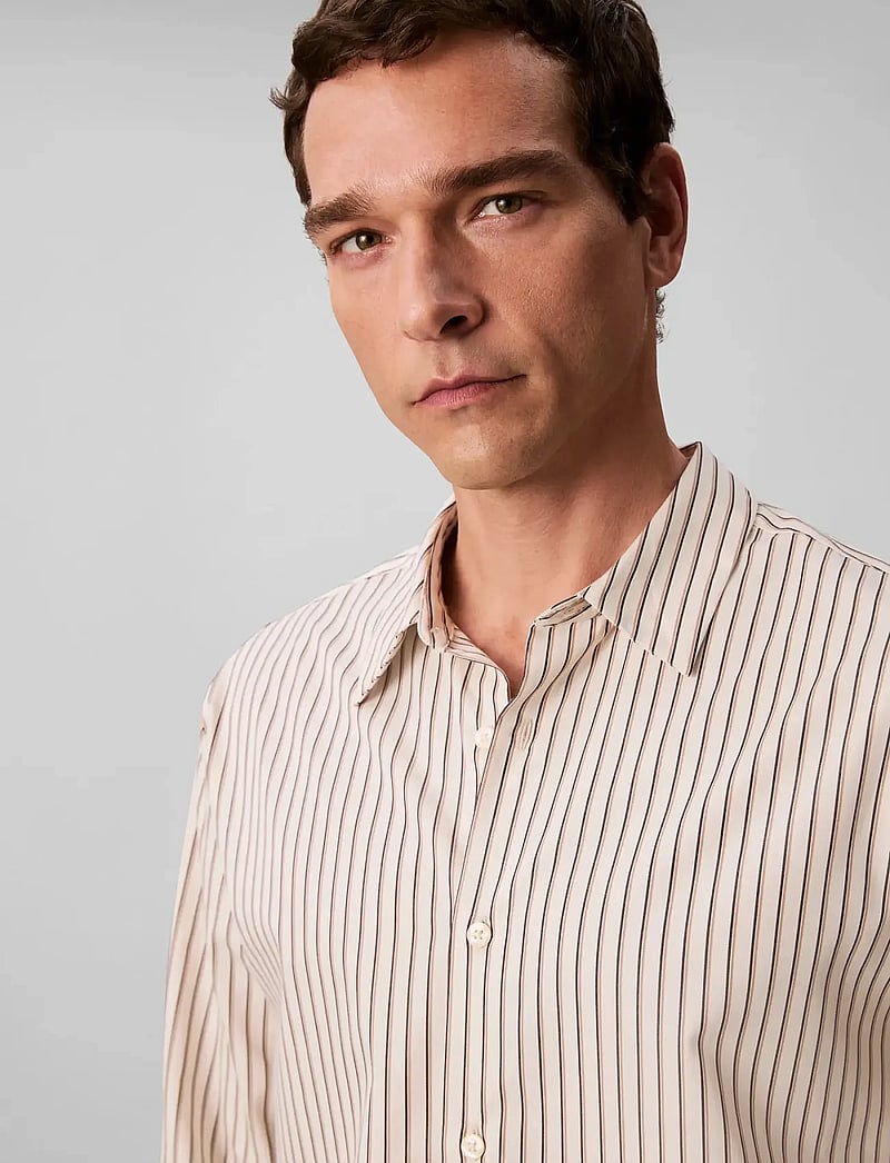 Calvin Klein - LS THIN DBL STRIPE COTTON EASY S - raidalliset kauluspaidat - tofu - 2