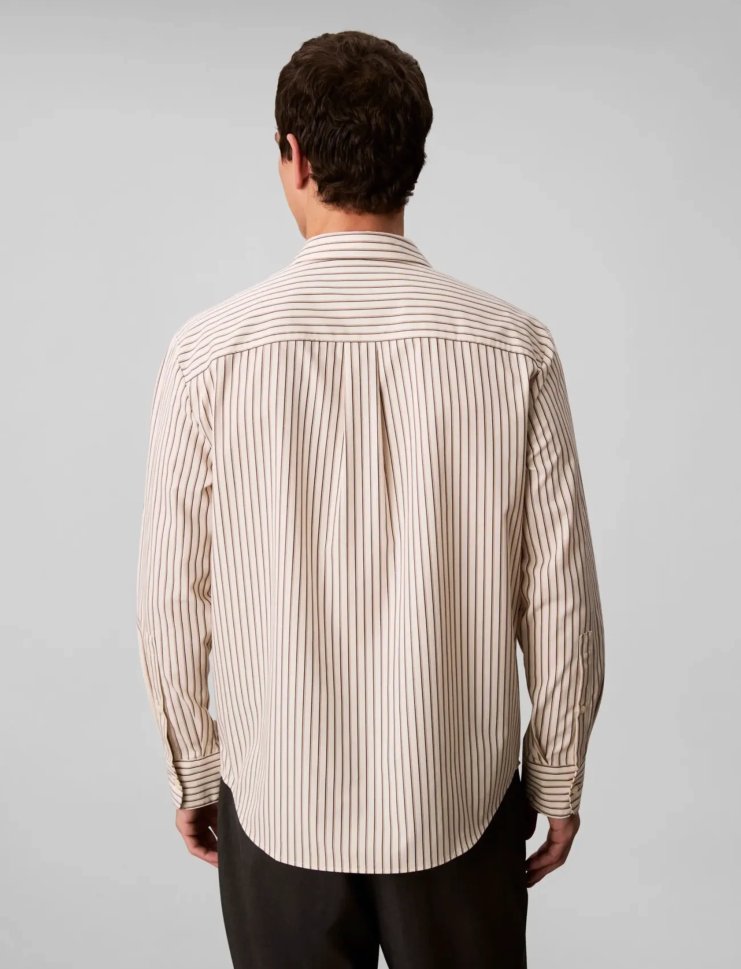 Calvin Klein - LS THIN DBL STRIPE COTTON EASY S - randiga skjortor - tofu - 5