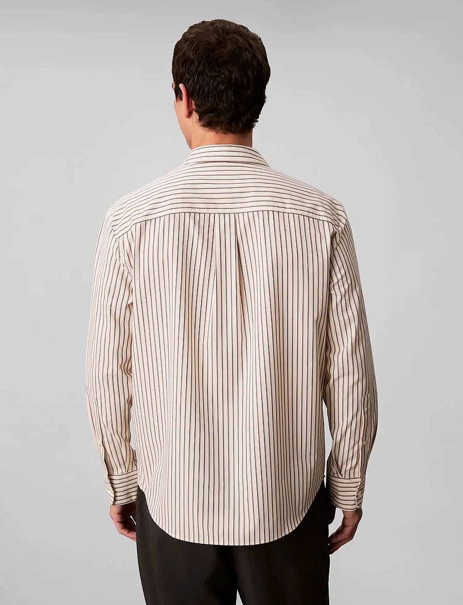 Calvin Klein - LS THIN DBL STRIPE COTTON EASY S - stribede skjorter - tofu - 5