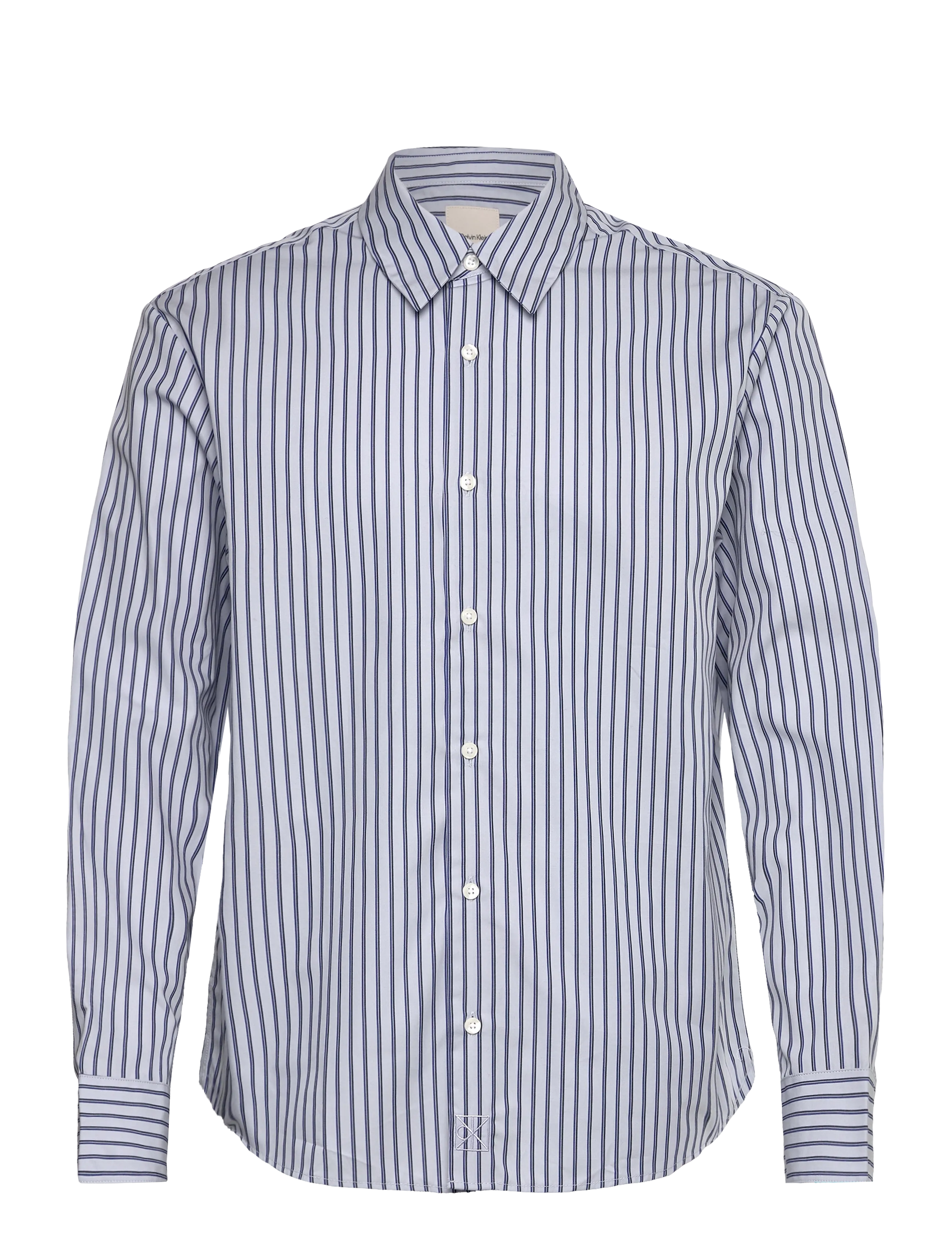 CALVIN KLEIN Ls Thin Dbl Stripe Baumwolle Easy S Weiß - L - Herren