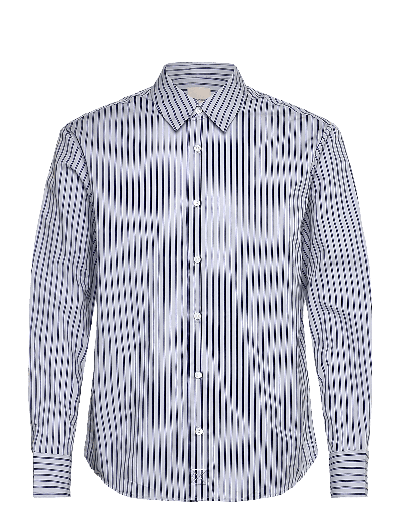 Calvin Klein - LS THIN DBL STRIPE COTTON EASY S - triibulised särgid - xenon blue - 1
