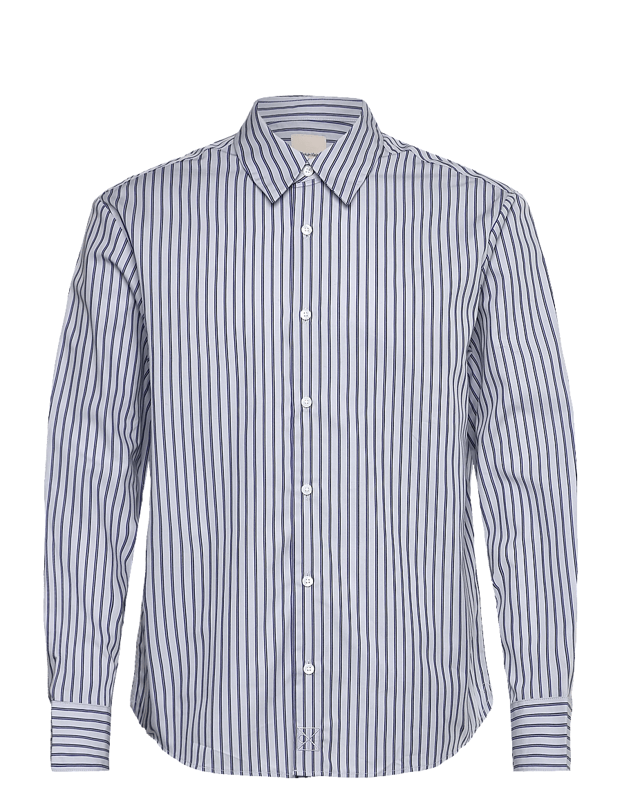 Calvin Klein - LS THIN DBL STRIPE COTTON EASY S - stribede skjorter - xenon blue - 1