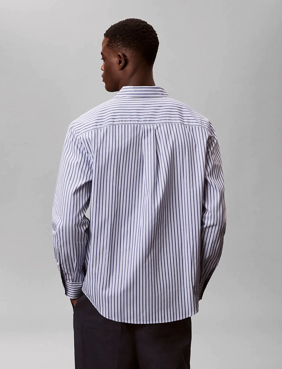 Calvin Klein - LS THIN DBL STRIPE COTTON EASY S - stribede skjorter - xenon blue - 3