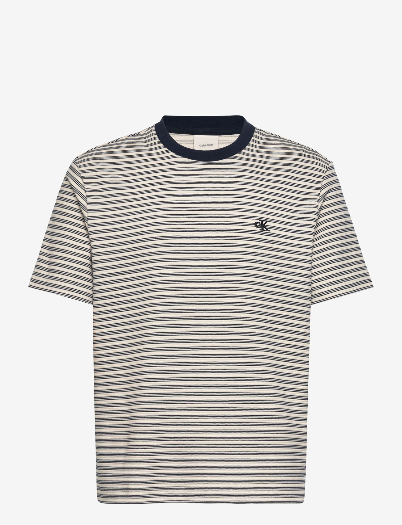 Calvin Klein - SS STRIPED OTTOMAN TEE - kortærmede t-shirts - chalk - 1