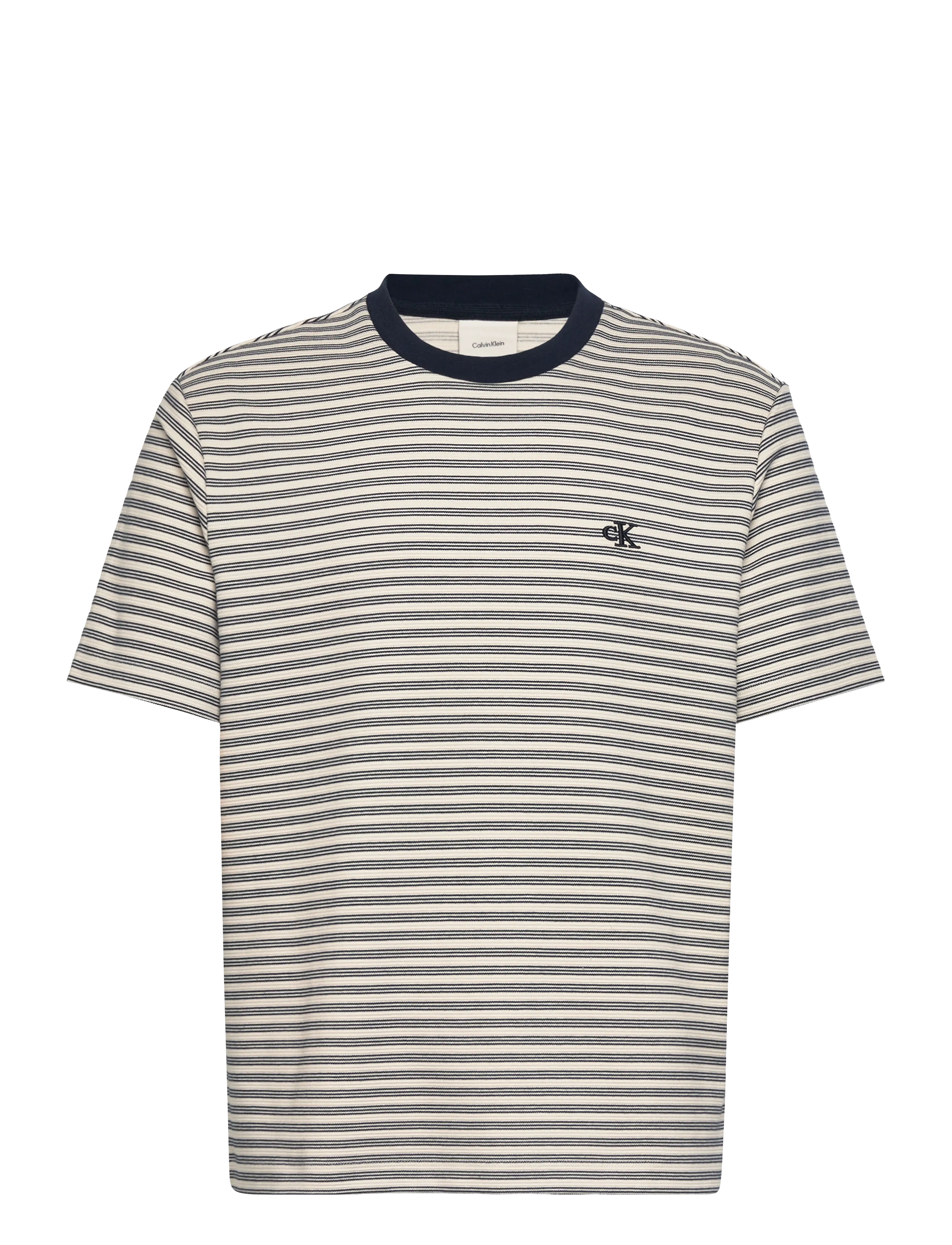 Calvin Klein SS STRIPED OTTOMAN TEE - T-shirts - CHALK / cream