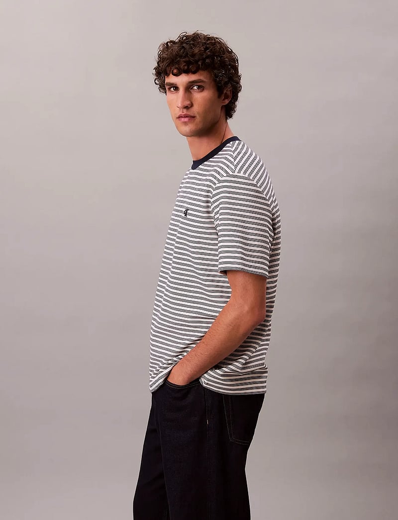 Calvin Klein - SS STRIPED OTTOMAN TEE - kurzärmelig - chalk - 3
