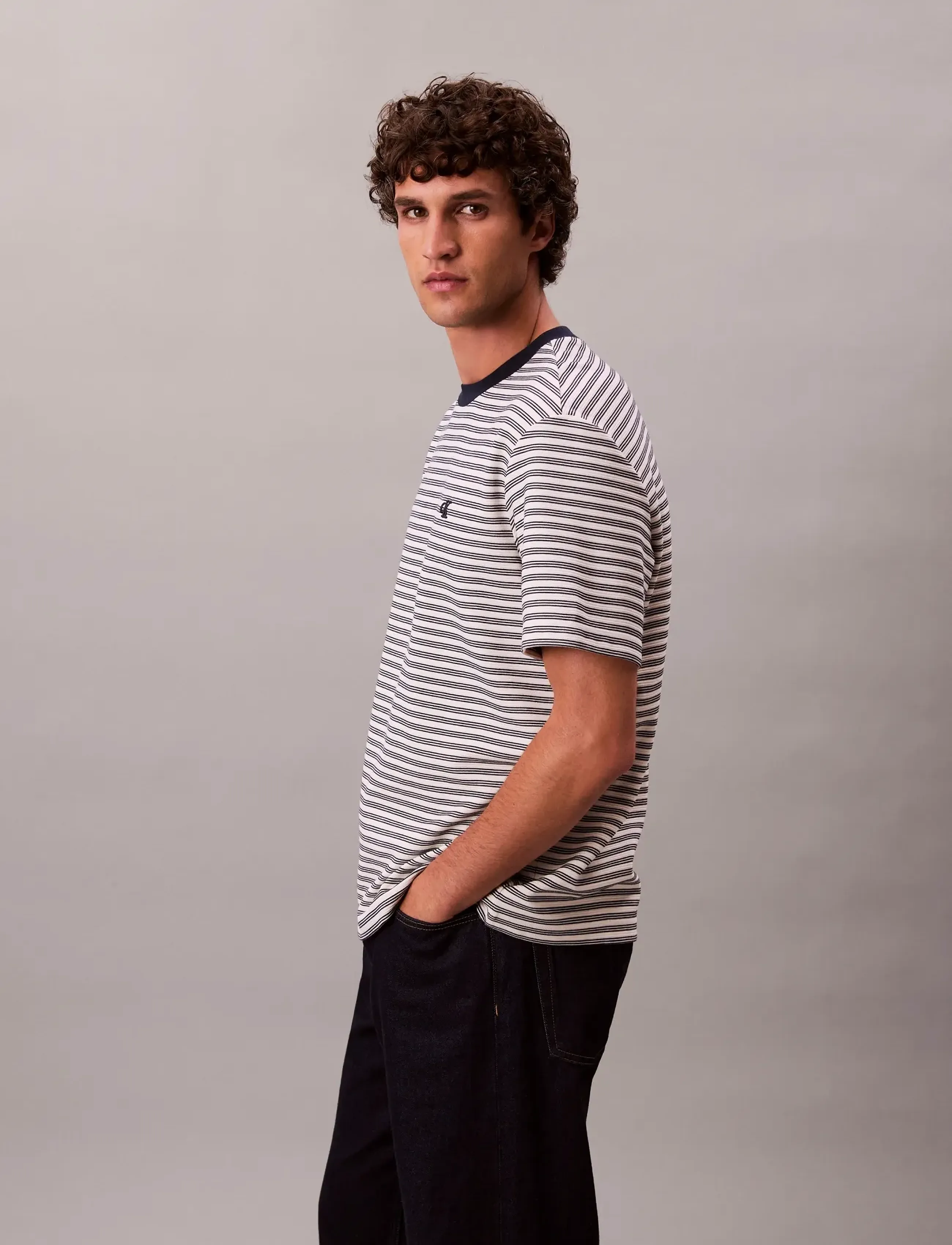 Calvin Klein - SS STRIPED OTTOMAN TEE - lühikeste varrukatega t-särgid - chalk - 3