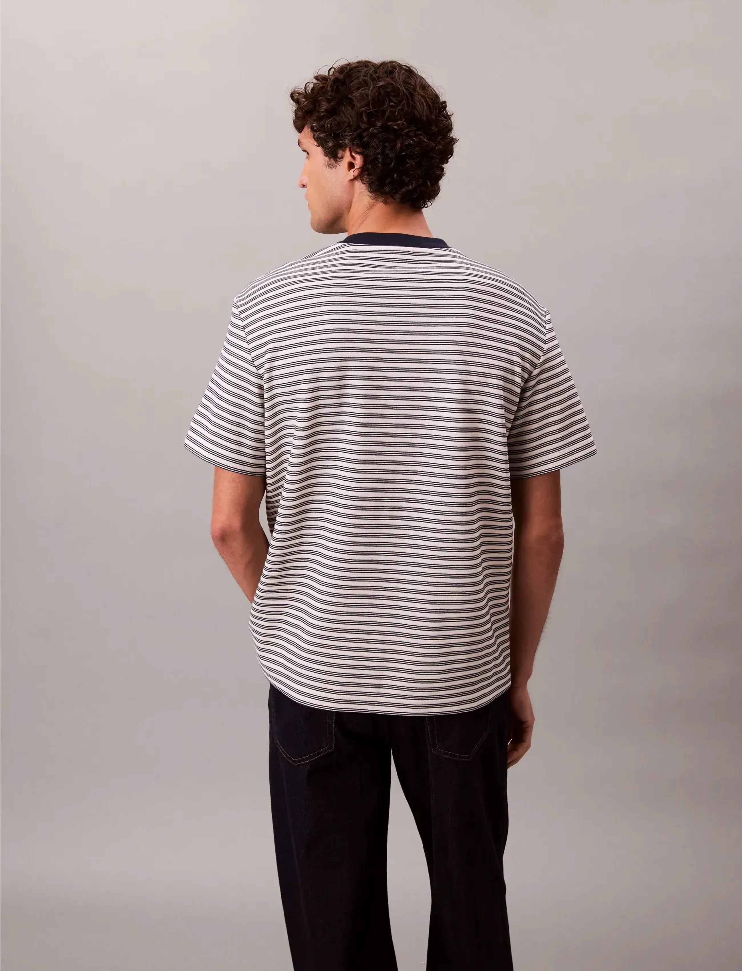 Calvin Klein - SS STRIPED OTTOMAN TEE - lühikeste varrukatega t-särgid - chalk - 5