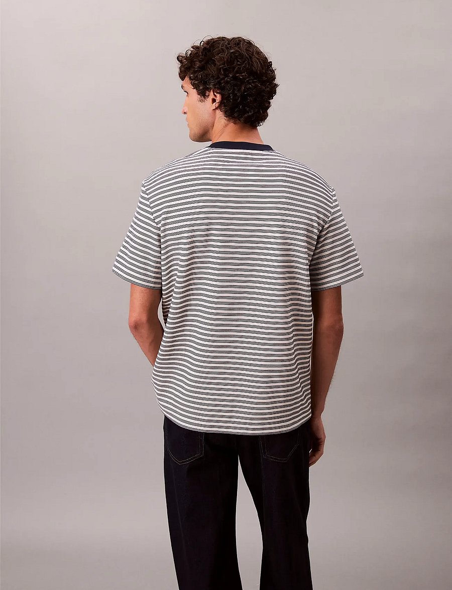 Calvin Klein - SS STRIPED OTTOMAN TEE - kurzärmelige t-shirts - chalk - 5
