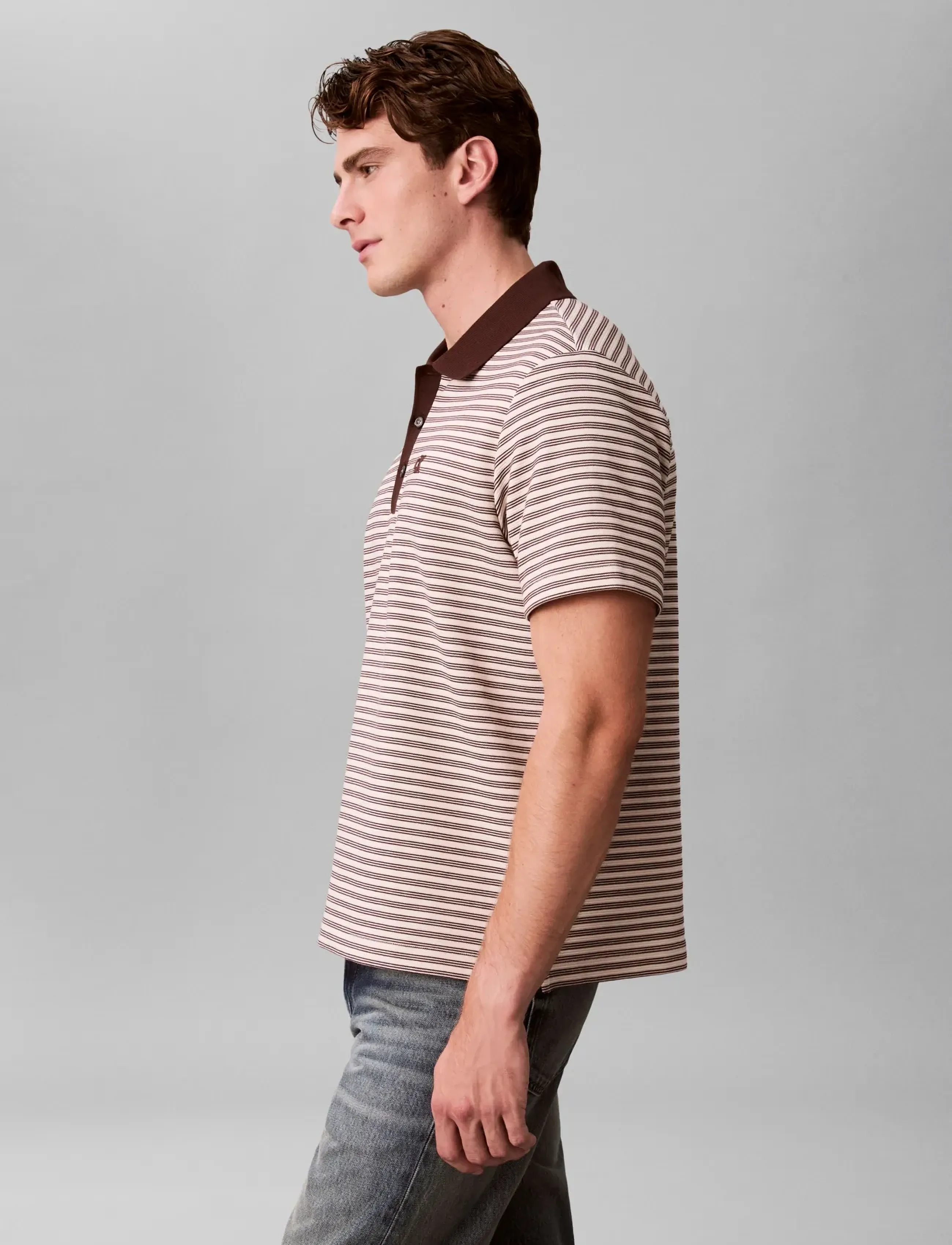 Calvin Klein - SS STRIPED OTTOMAN POLO - kurzärmelig - rich brown - 4