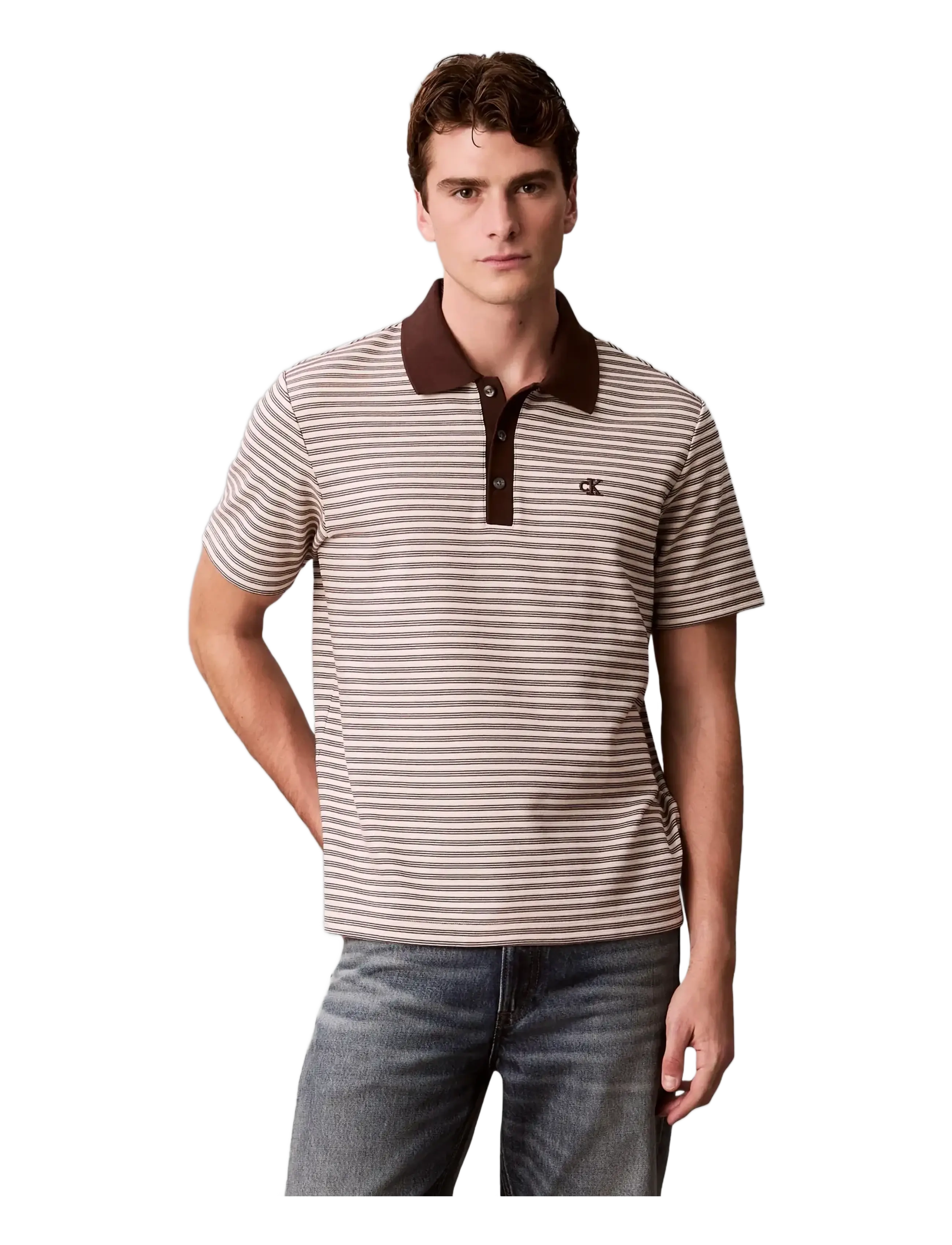 Calvin Klein - SS STRIPED OTTOMAN POLO - kurzärmelig - rich brown - 2
