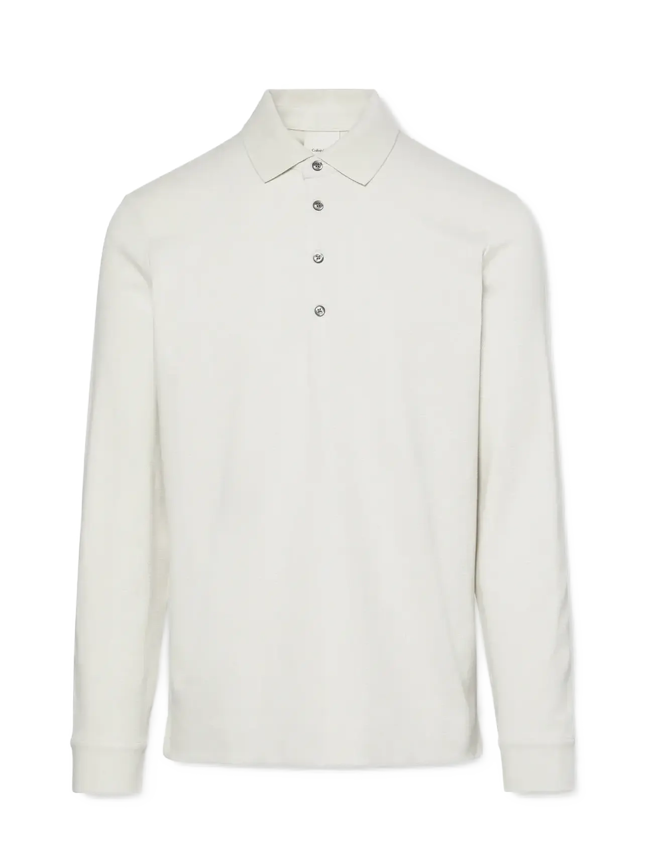 Calvin Klein LS JACQUARD WOOL POLO - Långärmade pikéer - CHALK / cream