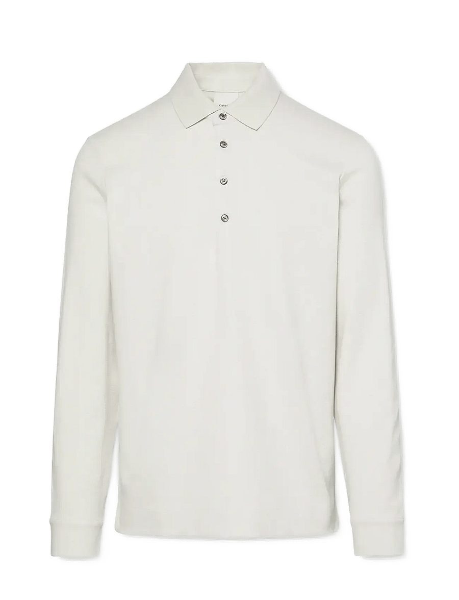 Calvin Klein - LS JACQUARD WOOL POLO - langärmelige gestrickte polohemden - chalk - 1