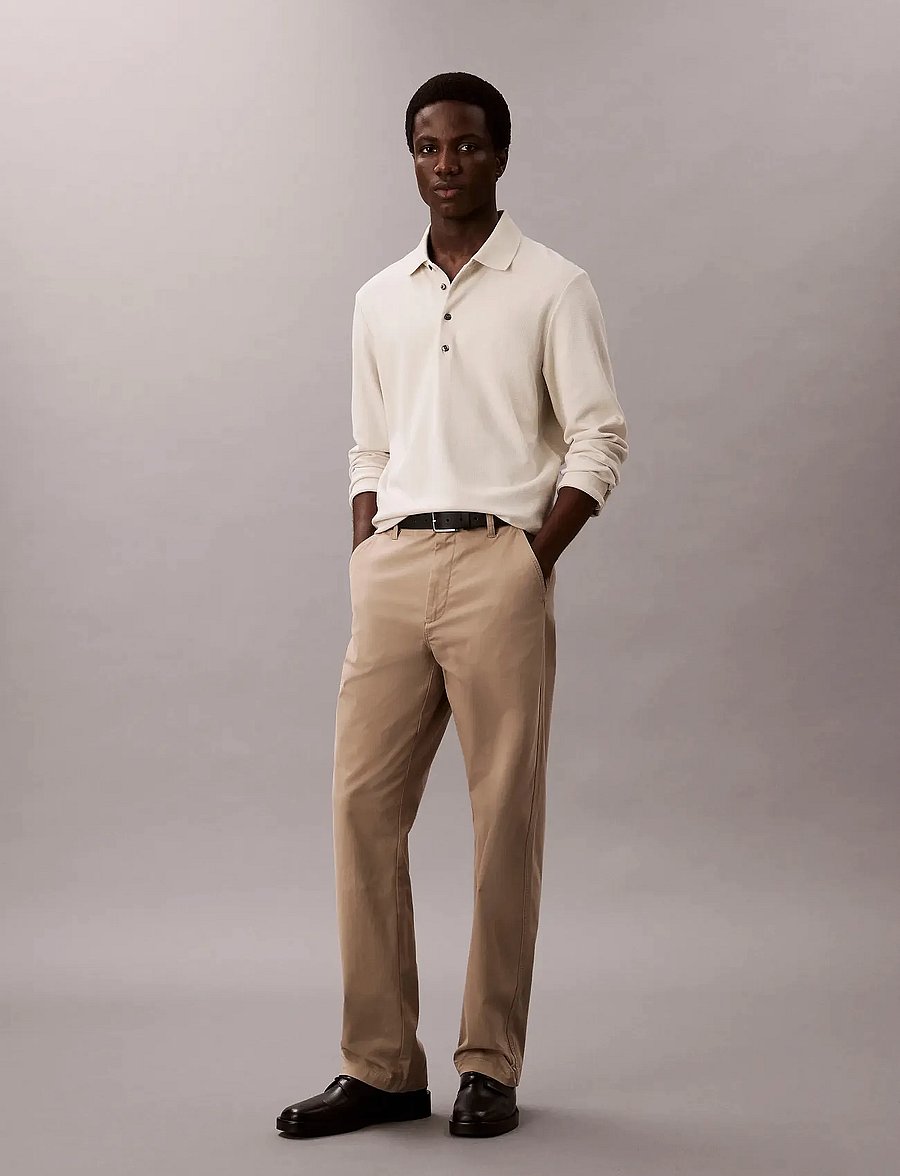 Calvin Klein - LS JACQUARD WOOL POLO - langärmelige gestrickte polohemden - chalk - 2