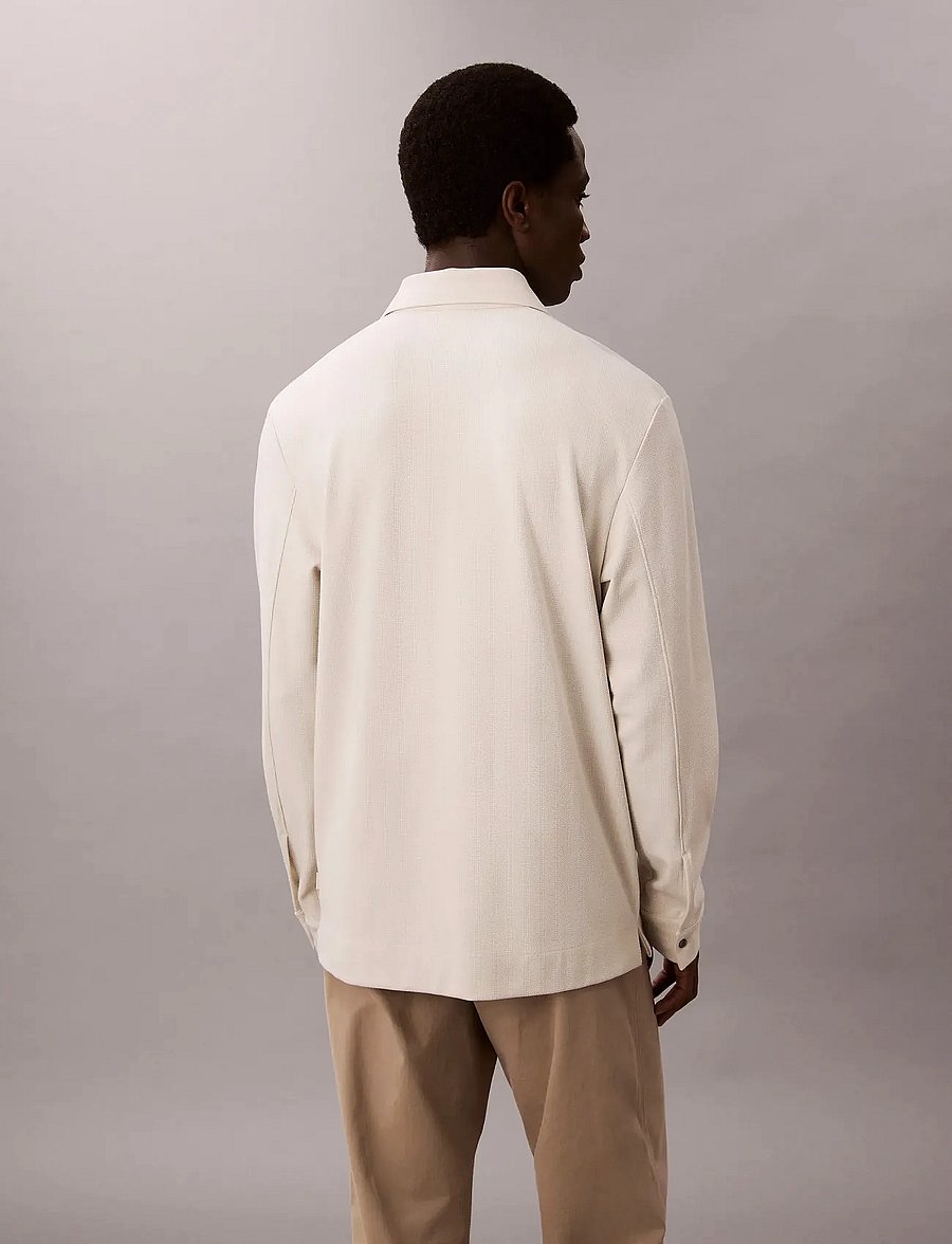 Calvin Klein - LS JACQUARD WOOL POLO - langärmelige gestrickte polohemden - chalk - 4